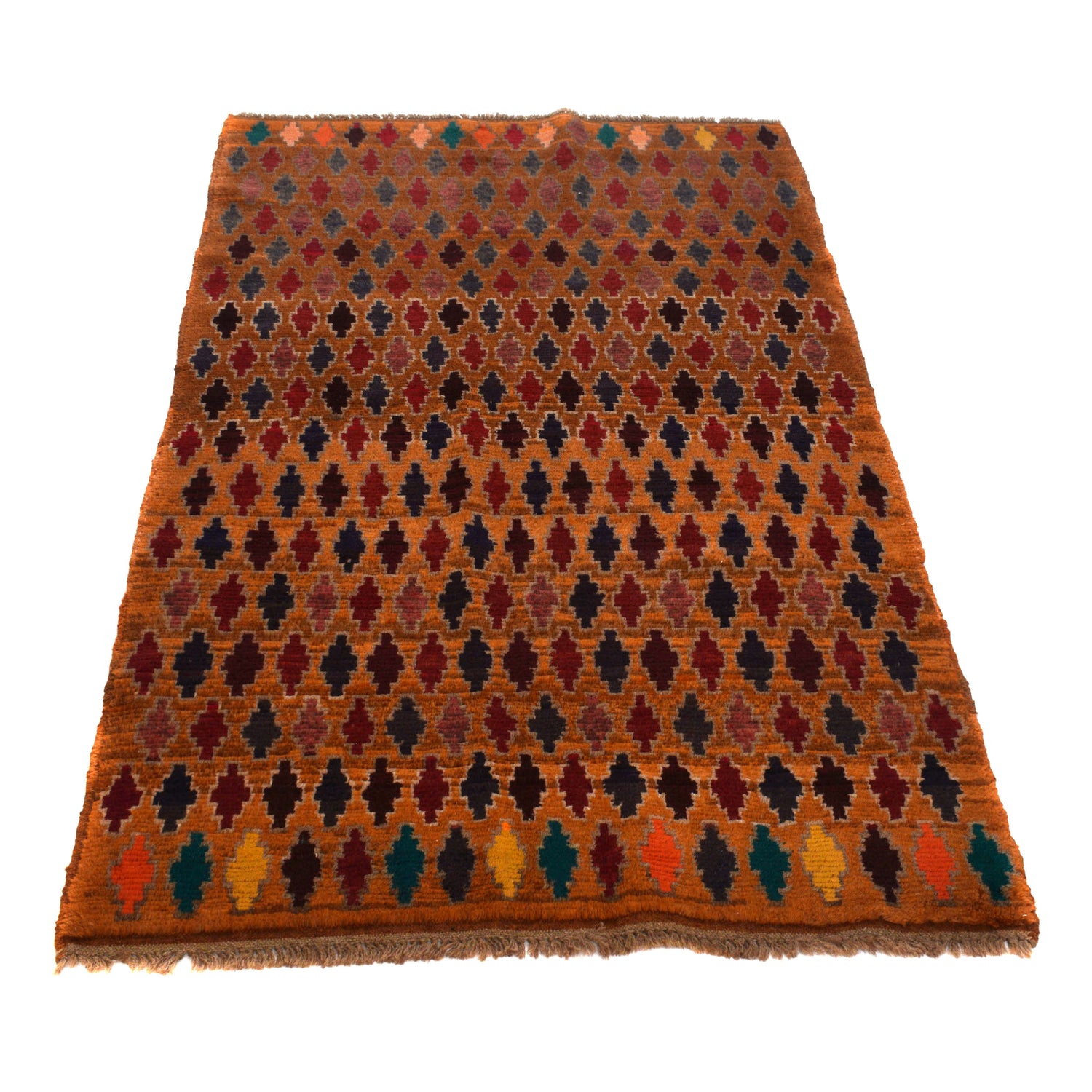 Baluchi Rug Handmade Orange Geometric 4x6 ft