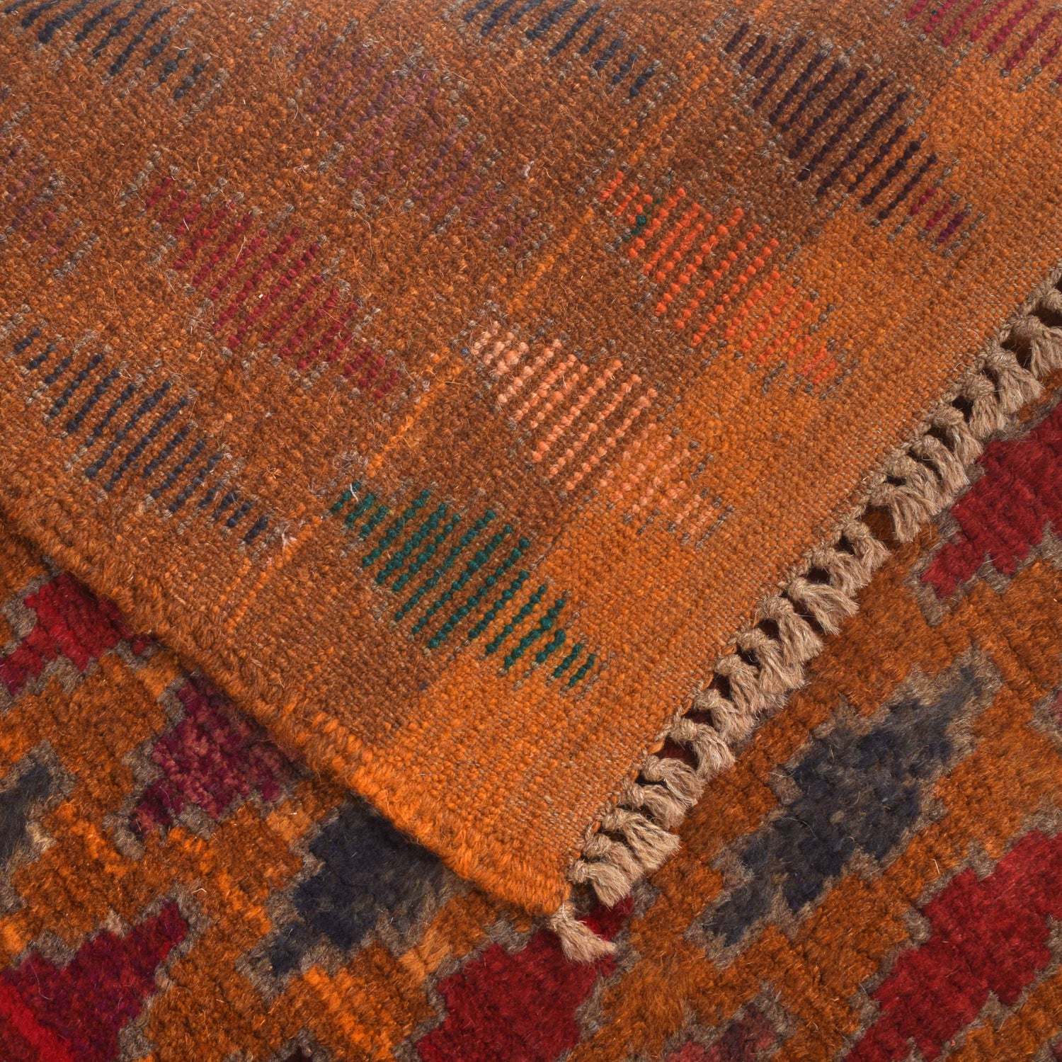 Baluchi Rug Handmade Orange Geometric 4x6 ft