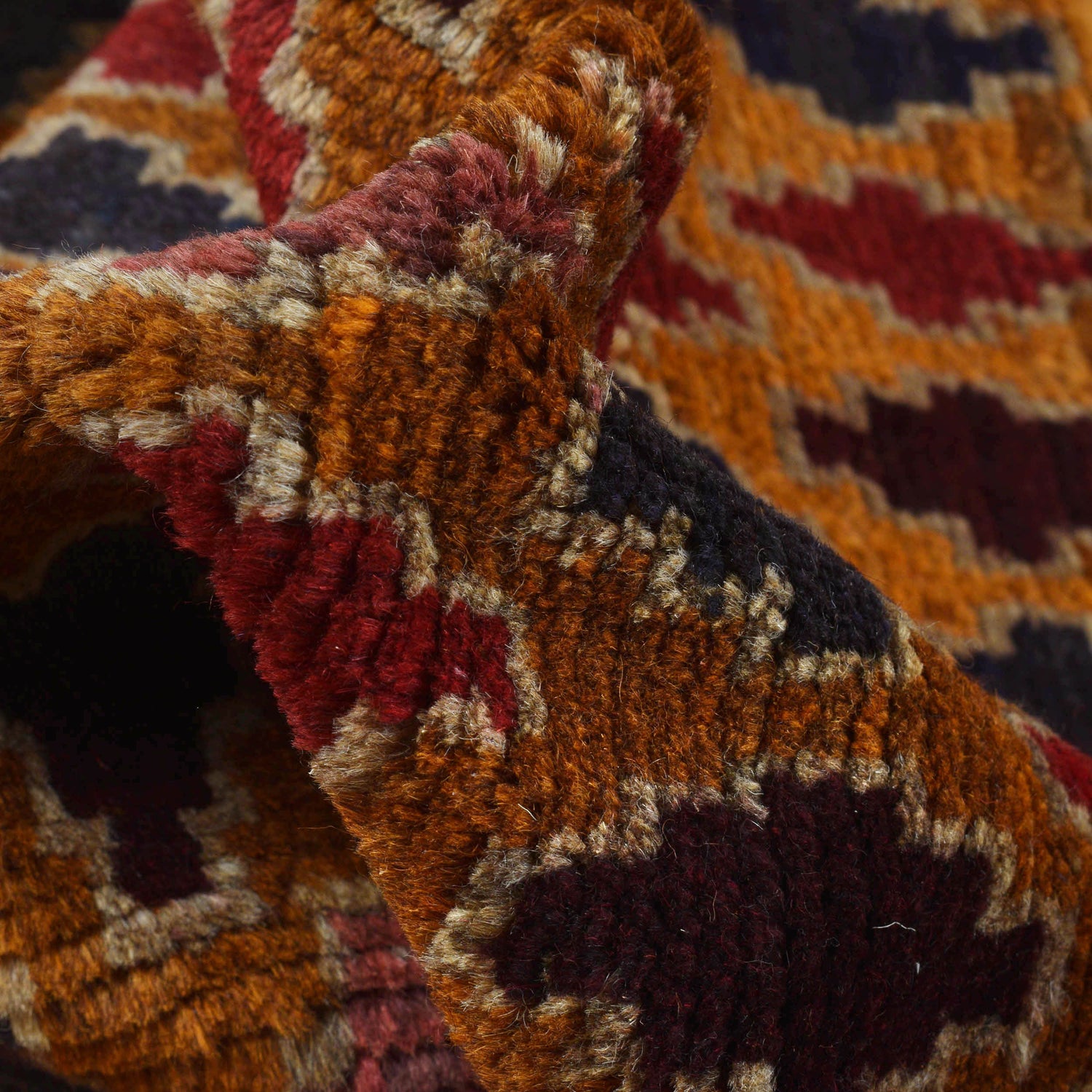 Baluchi Rug Handmade Orange Geometric 4x6 ft