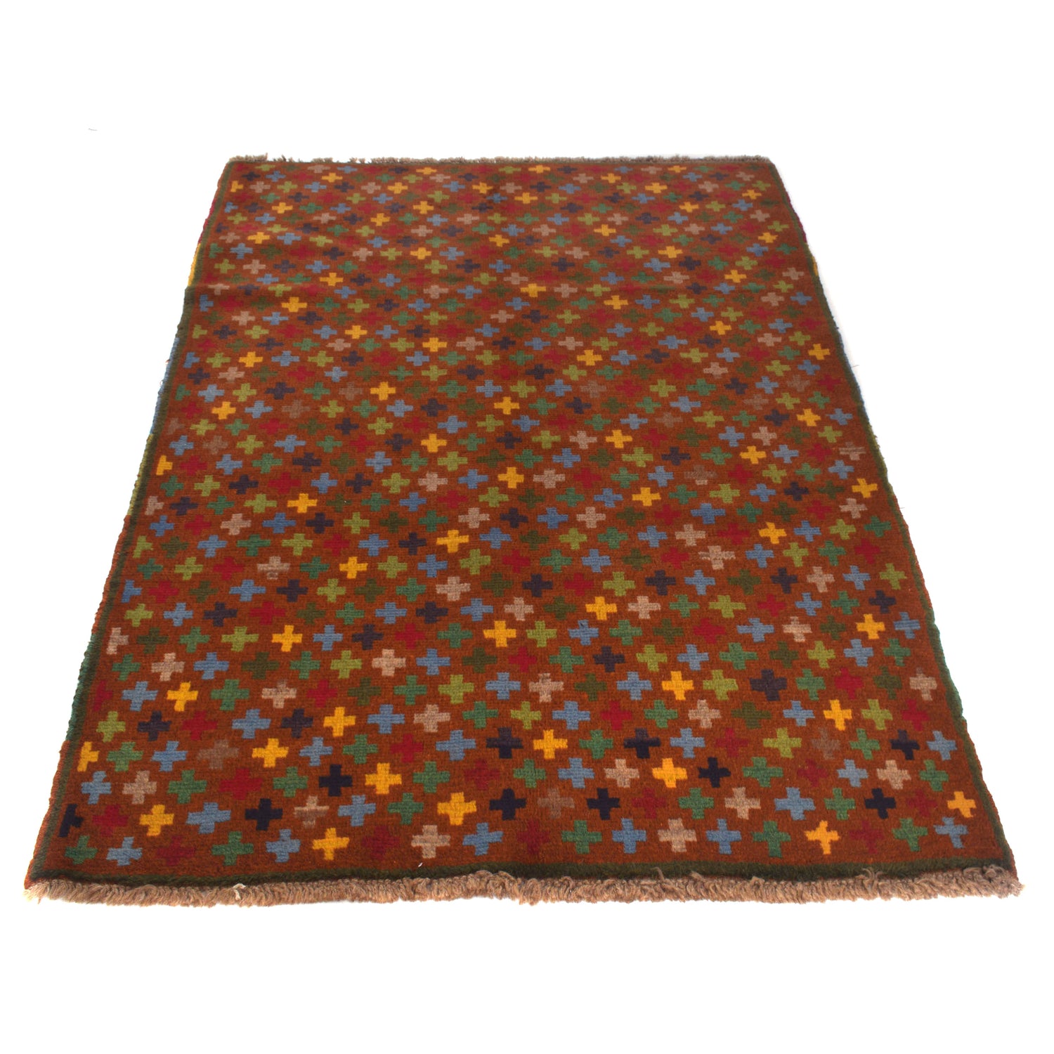 Baluchi Rug Handmade Brown Floral 4x6 ft
