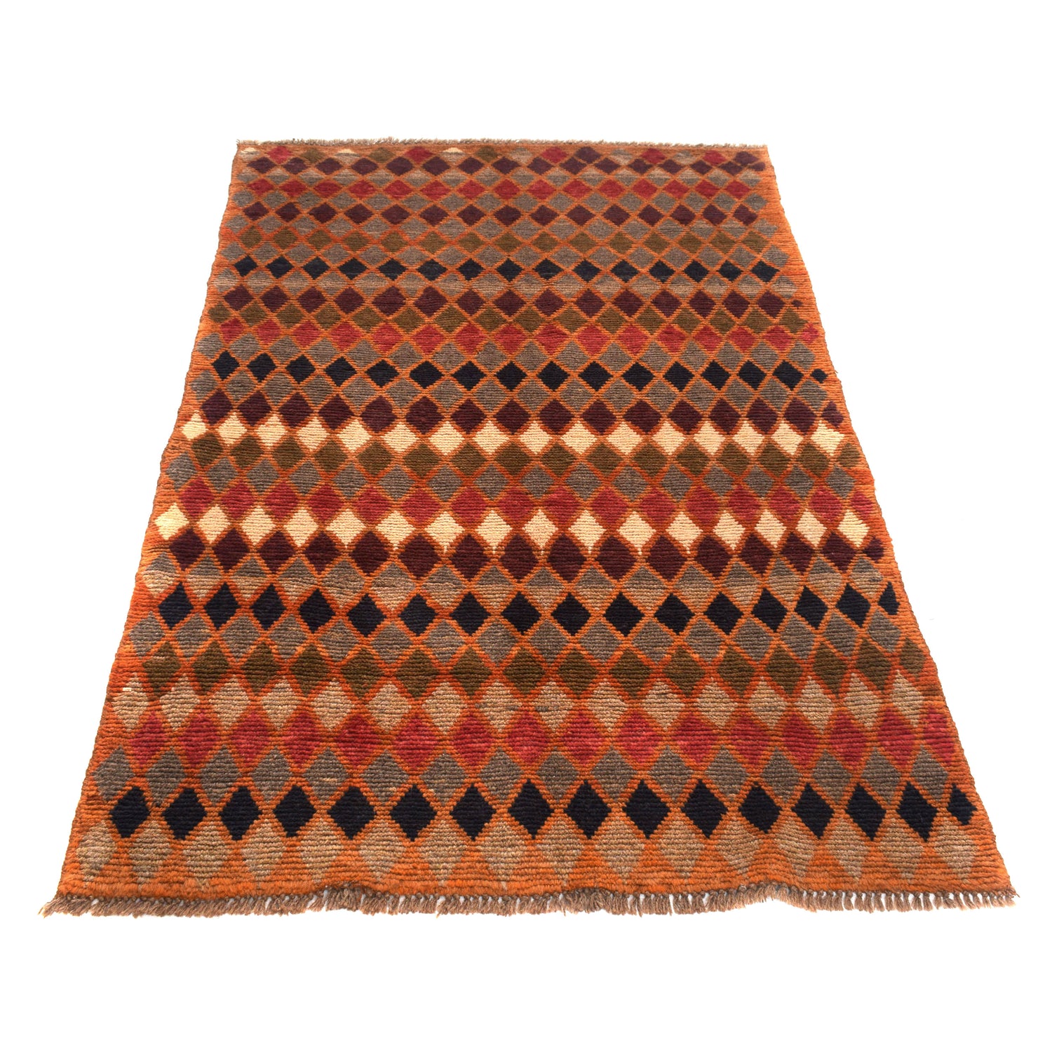 Baluchi Rug Handmade Orange Geometric 4x6 ft