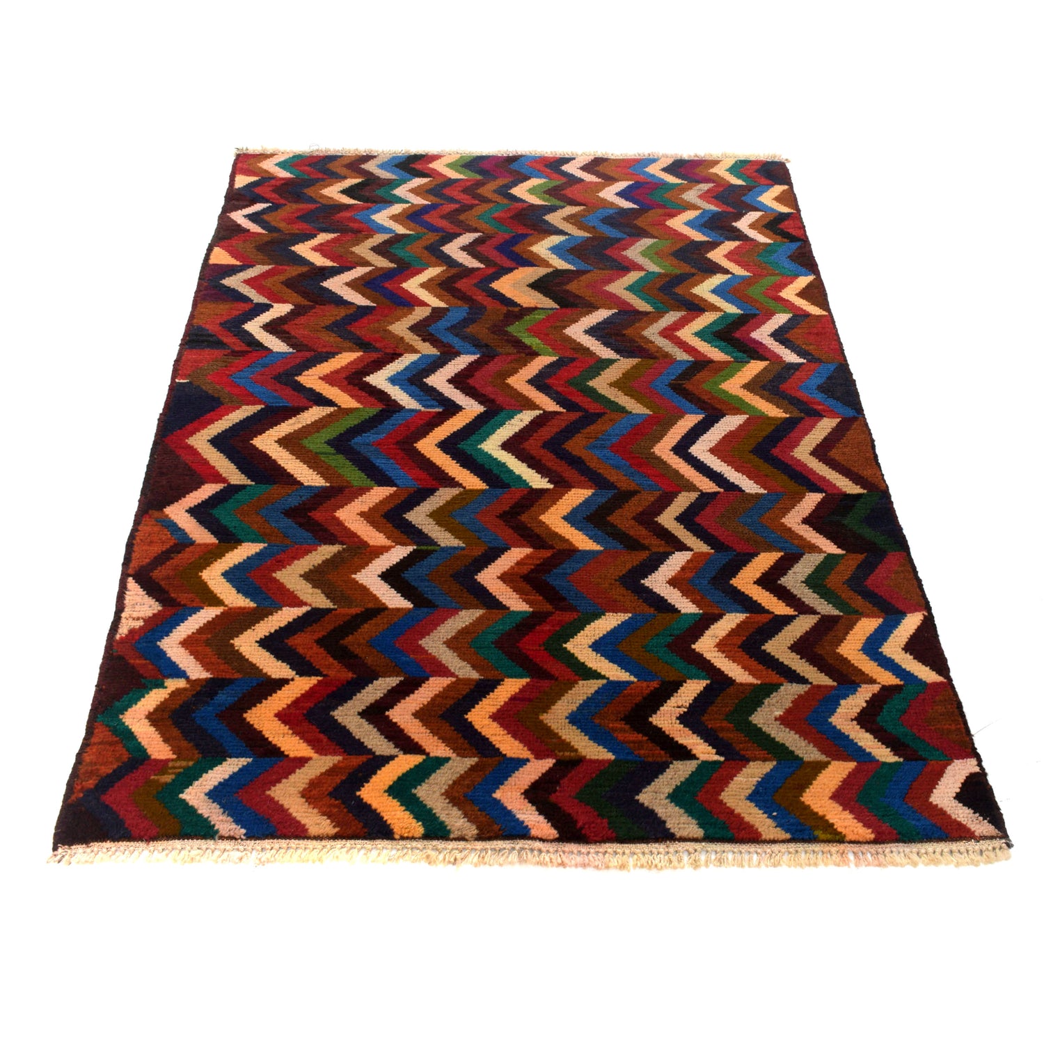 Baluchi Rug Handmade Multi Curvilinear 4x6 ft