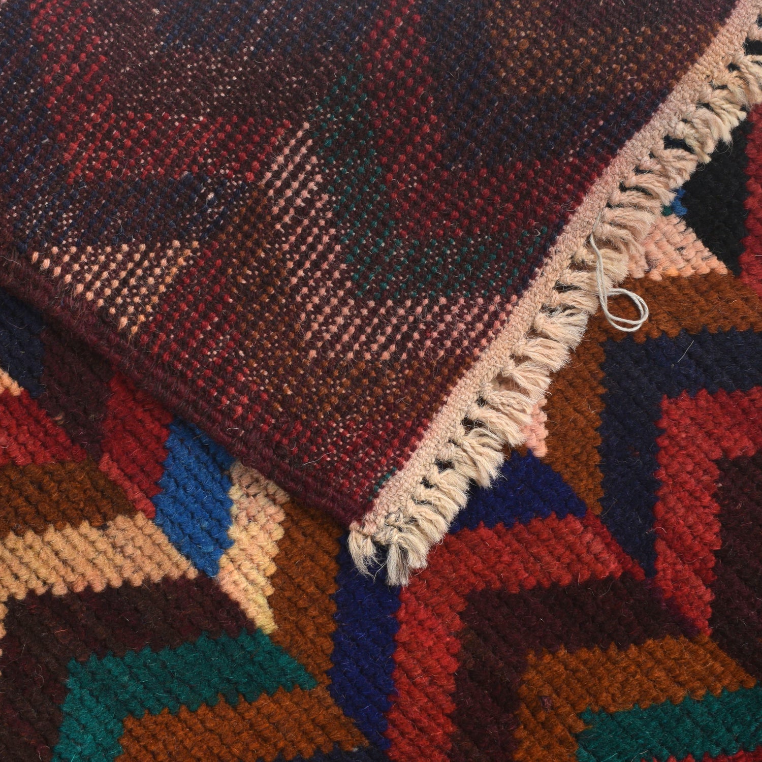 Baluchi Rug Handmade Multi Curvilinear 4x6 ft