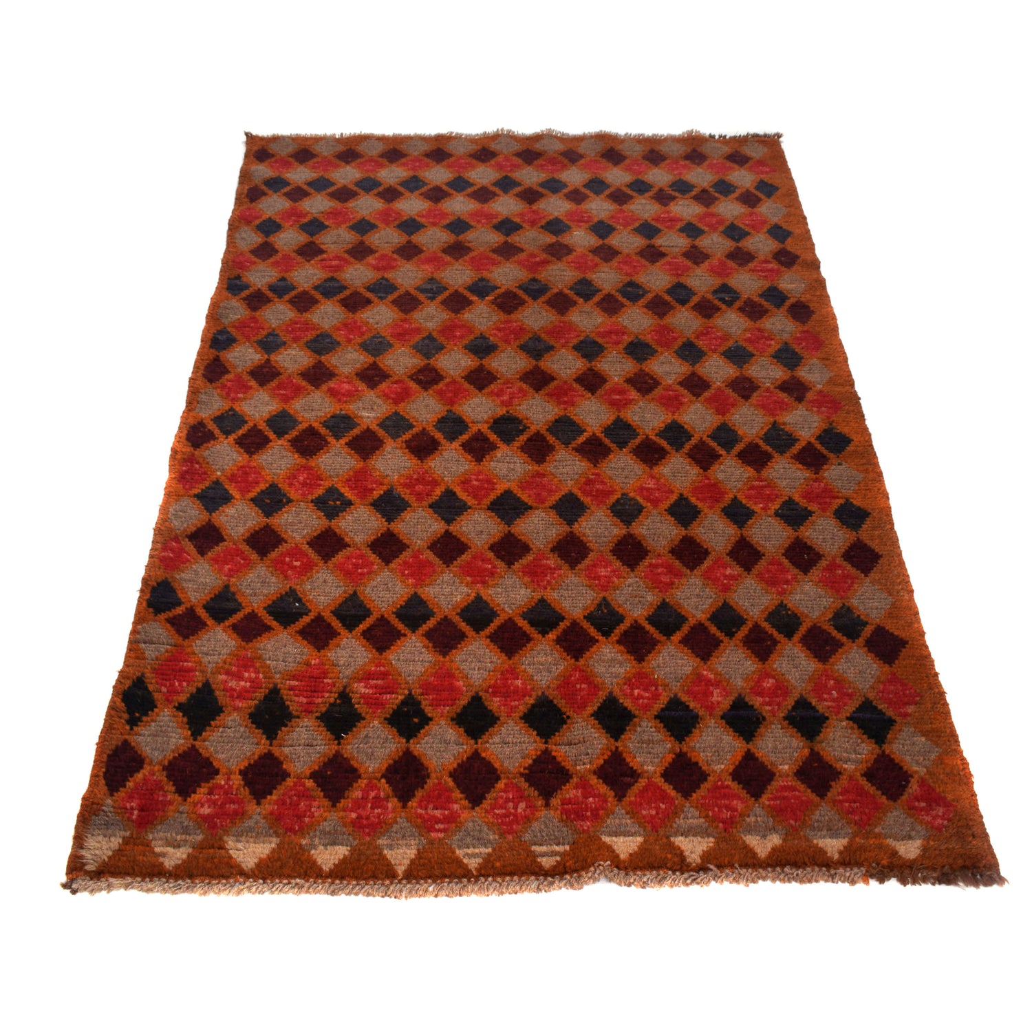 Baluchi Rug Handmade Orange Geometric 4x6 ft