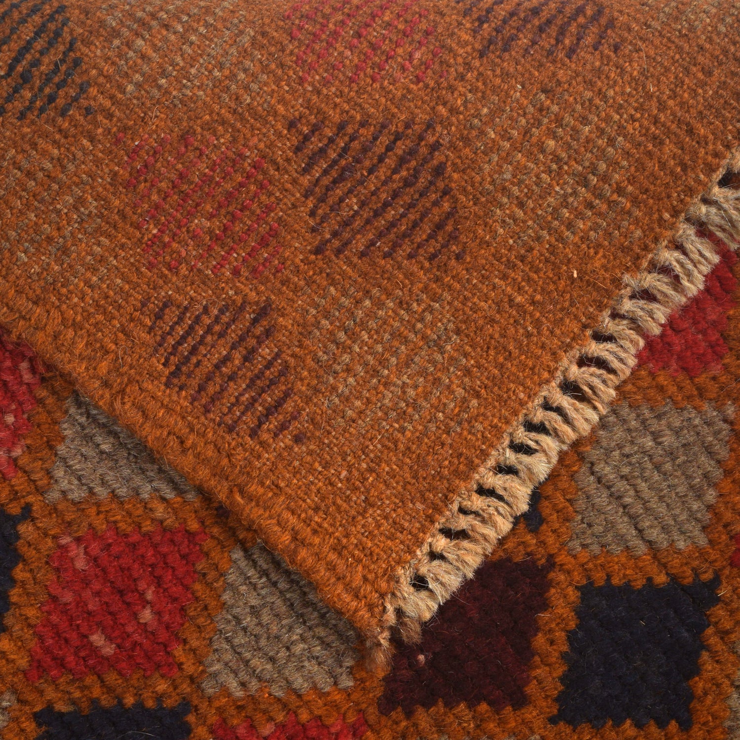 Baluchi Rug Handmade Orange Geometric 4x6 ft