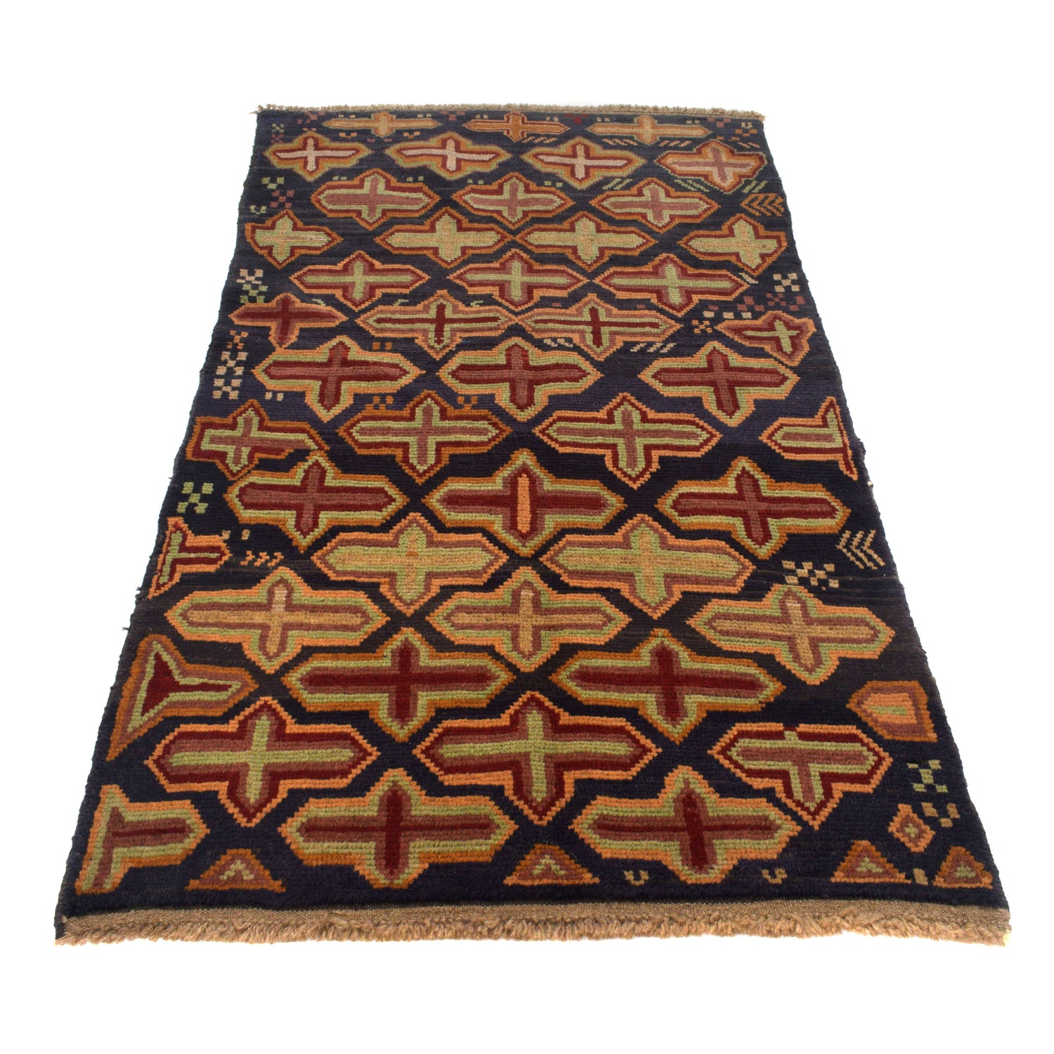 Baluchi Rug Handmade Multi Geometric 4x6 ft