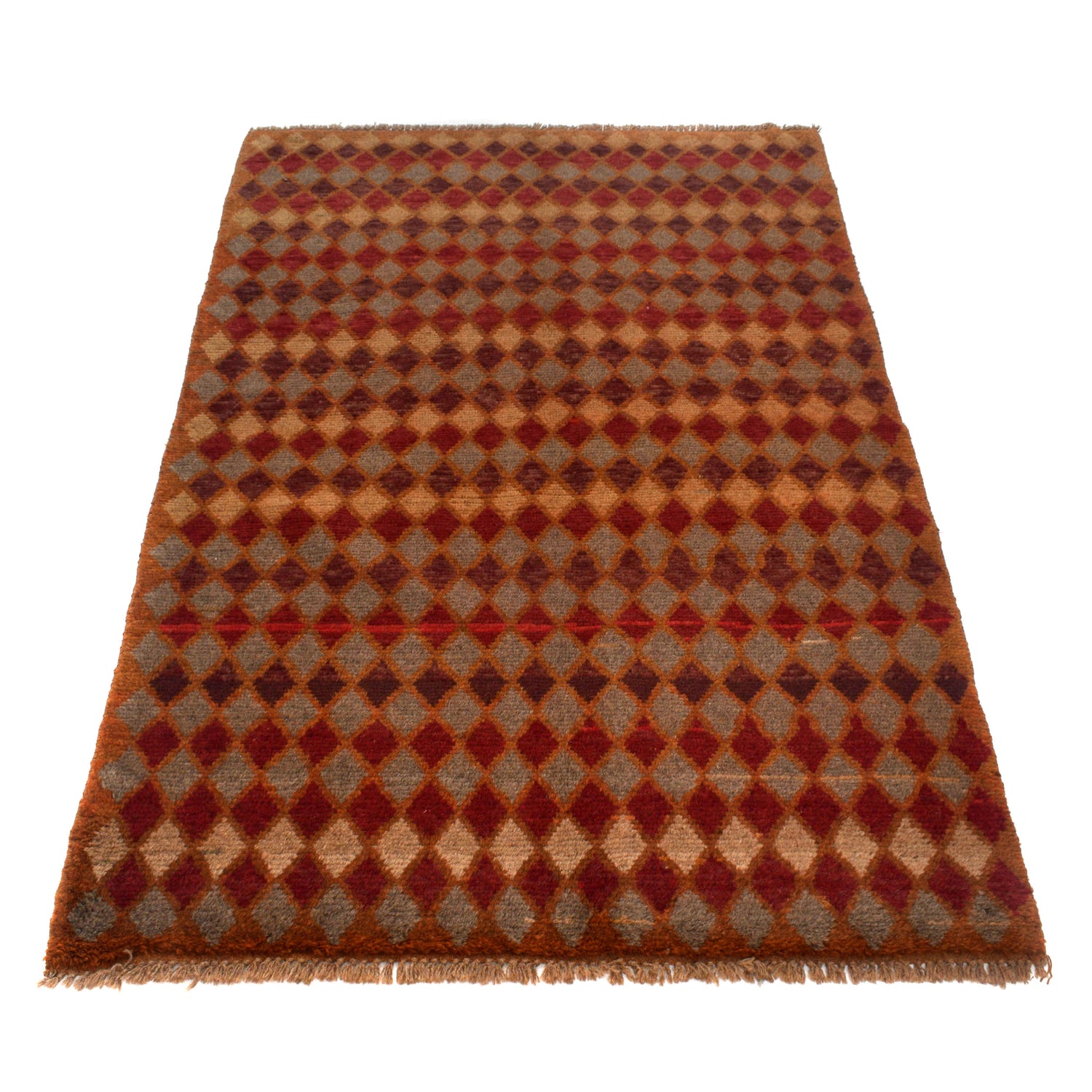 Baluchi Rug Handmade Orange Geometric 4x6 ft