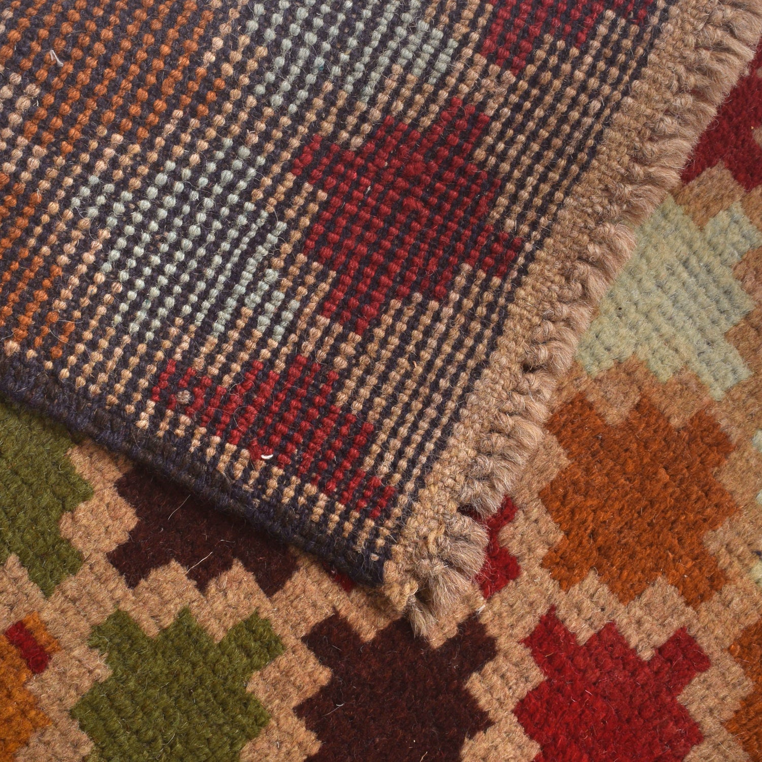 Baluchi Rug Handmade Tan Geometric 4x6 ft