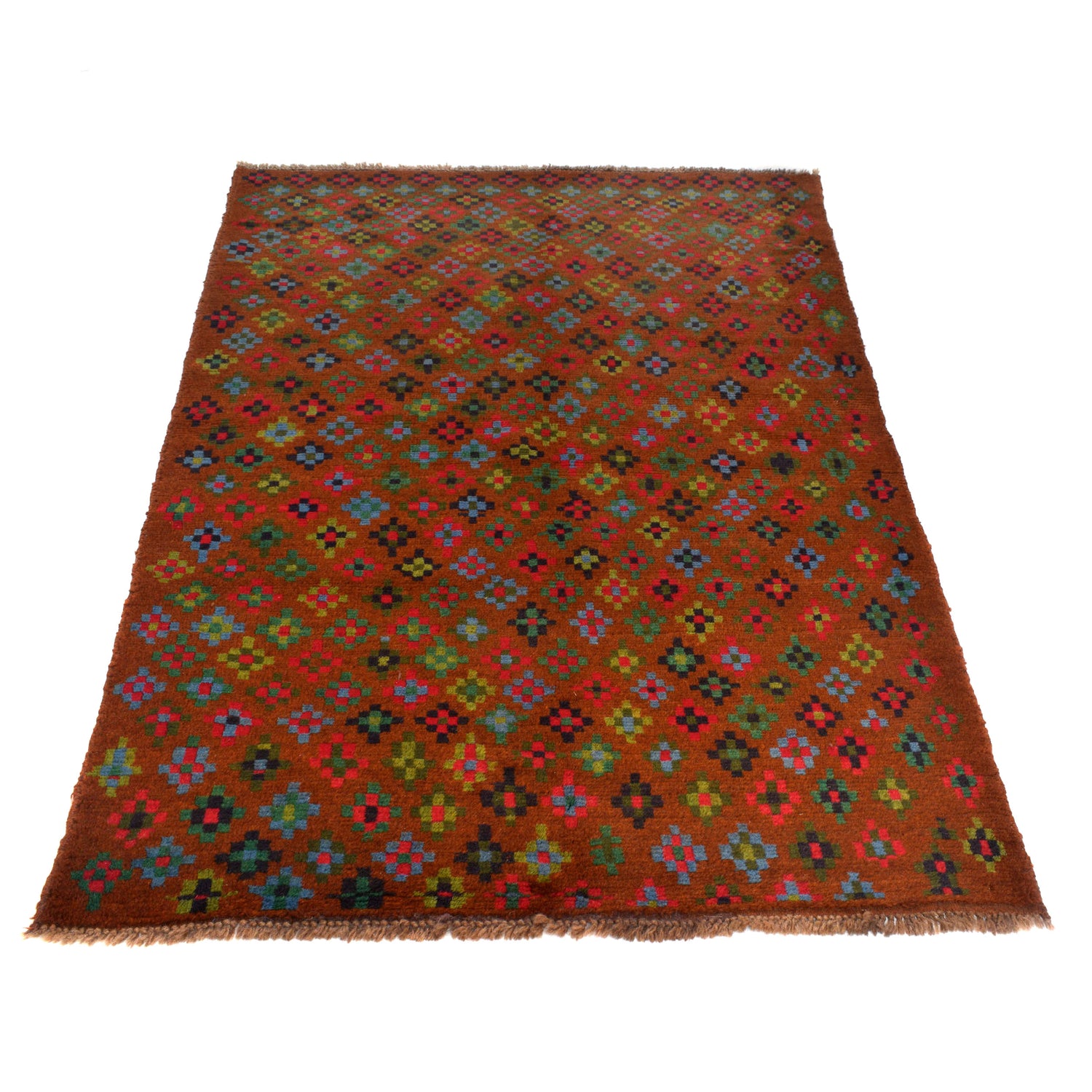 Baluchi Rug Handmade Brown Geometric 4x6 ft