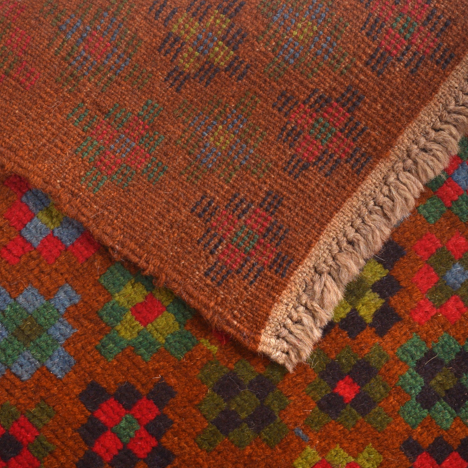 Baluchi Rug Handmade Brown Geometric 4x6 ft