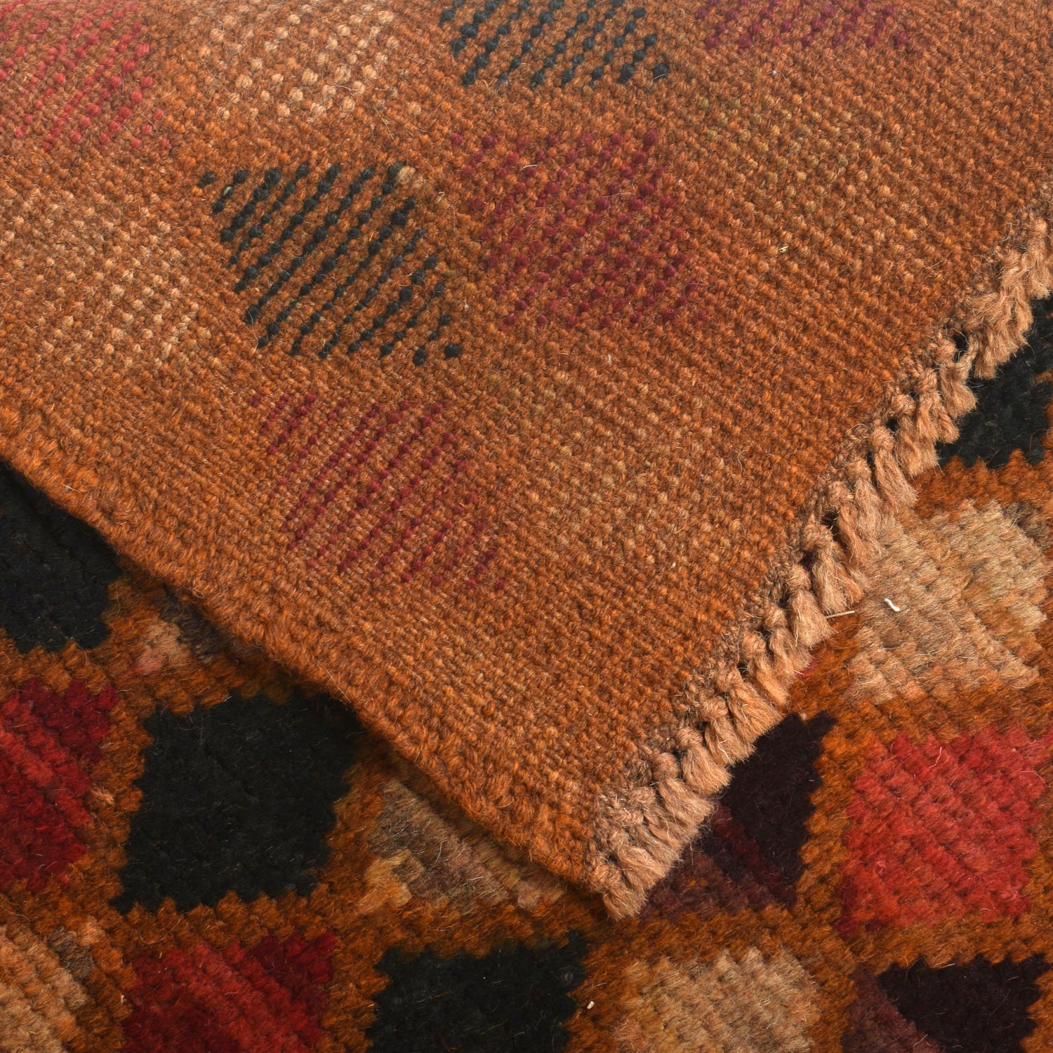 Baluchi Rug Handmade Orange Geometric 4x6 ft