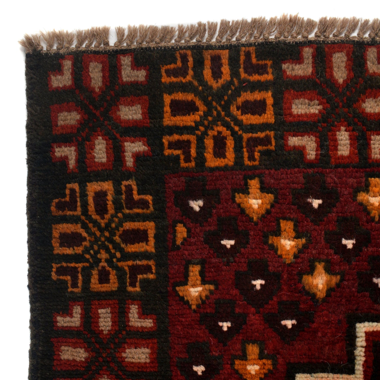 Baluchi Rug Handmade Deep Red Geometric 4x6 ft