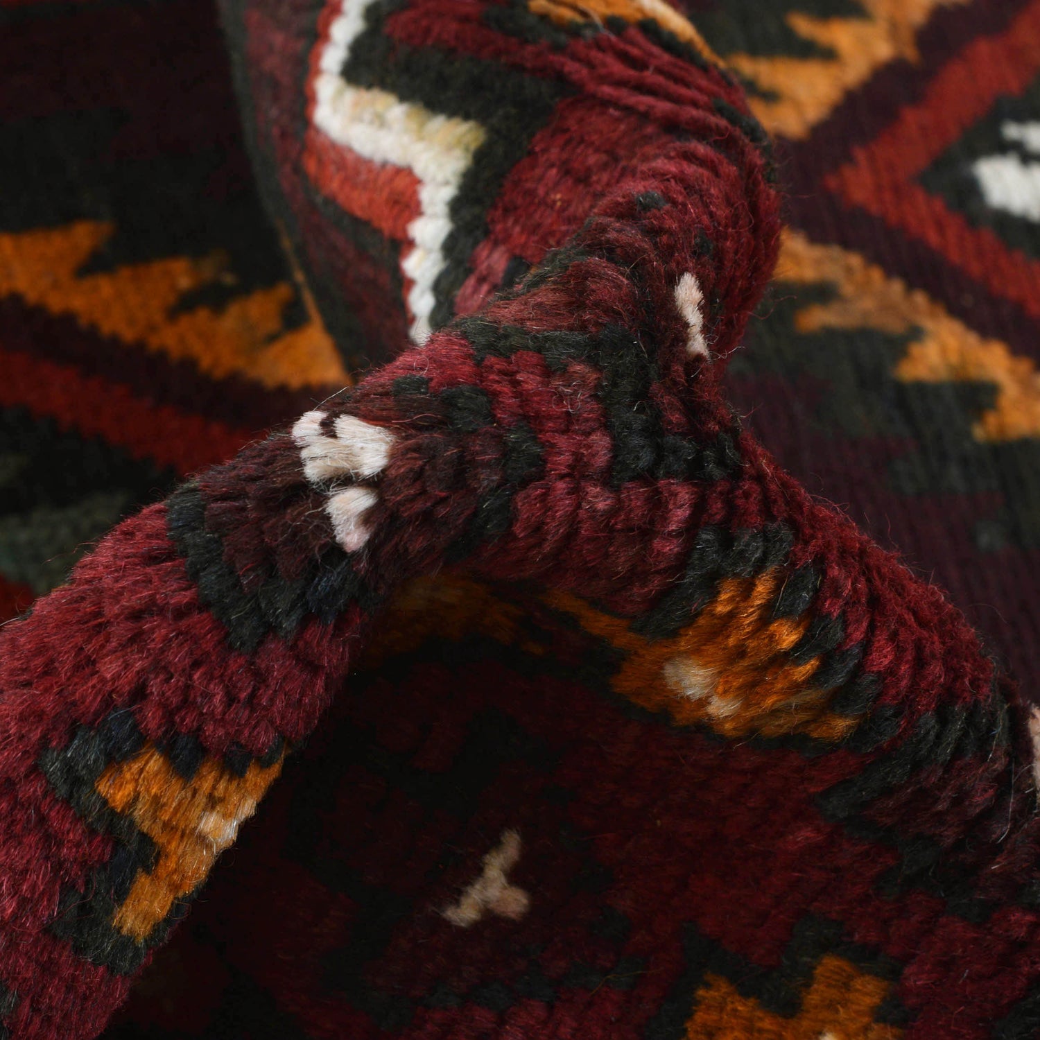 Baluchi Rug Handmade Deep Red Geometric 4x6 ft