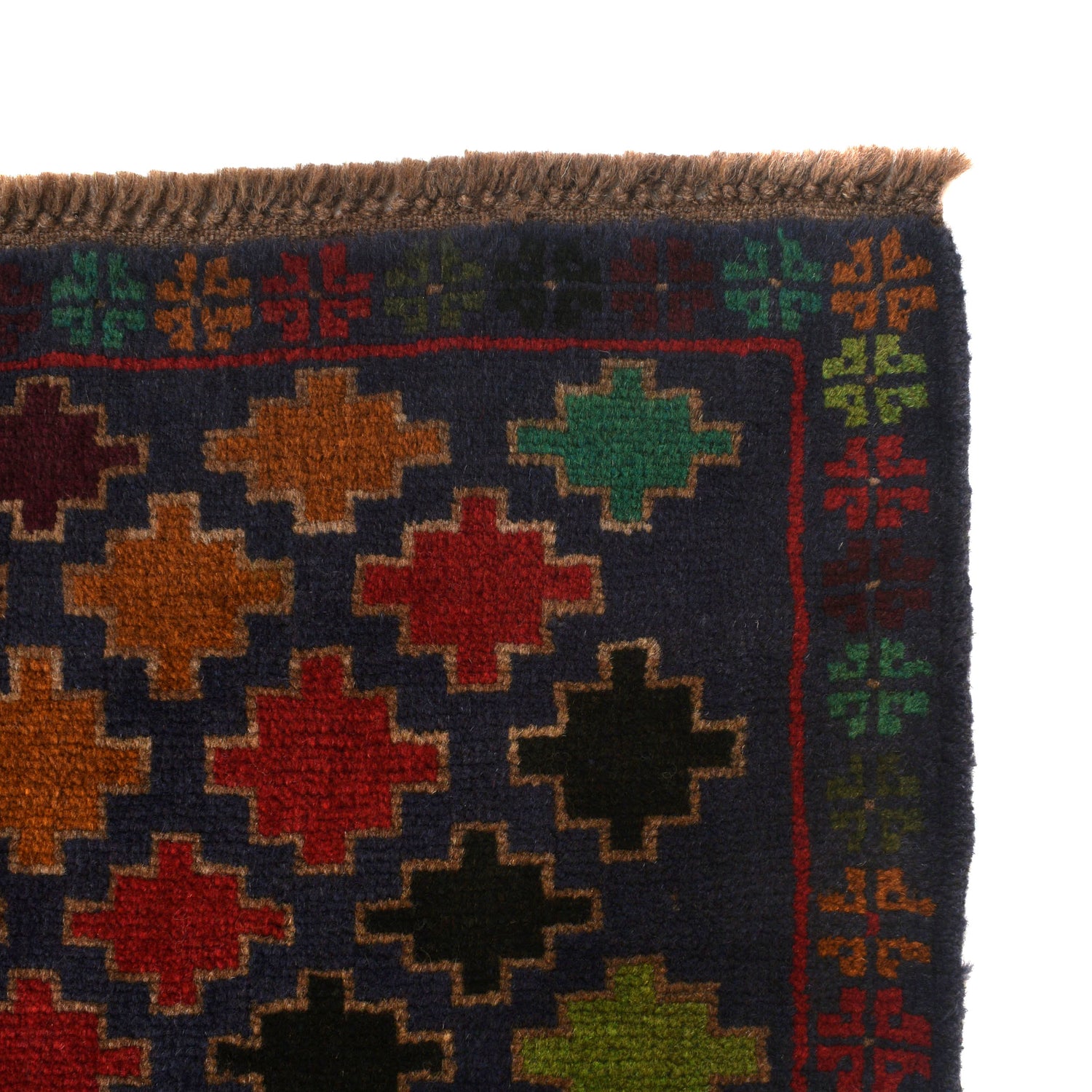 Baluchi Rug Handmade Dark Blue Geometric 4x6 ft