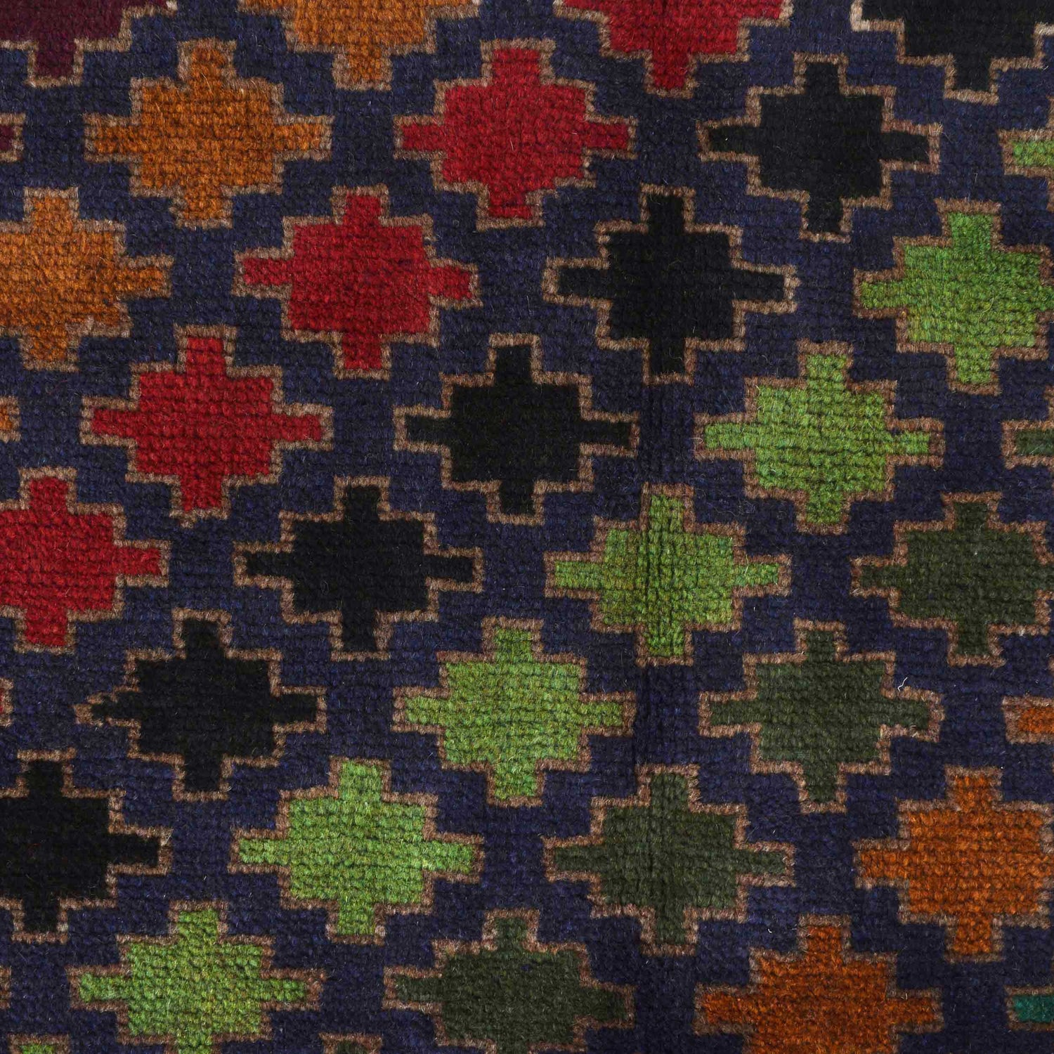 Baluchi Rug Handmade Dark Blue Geometric 4x6 ft