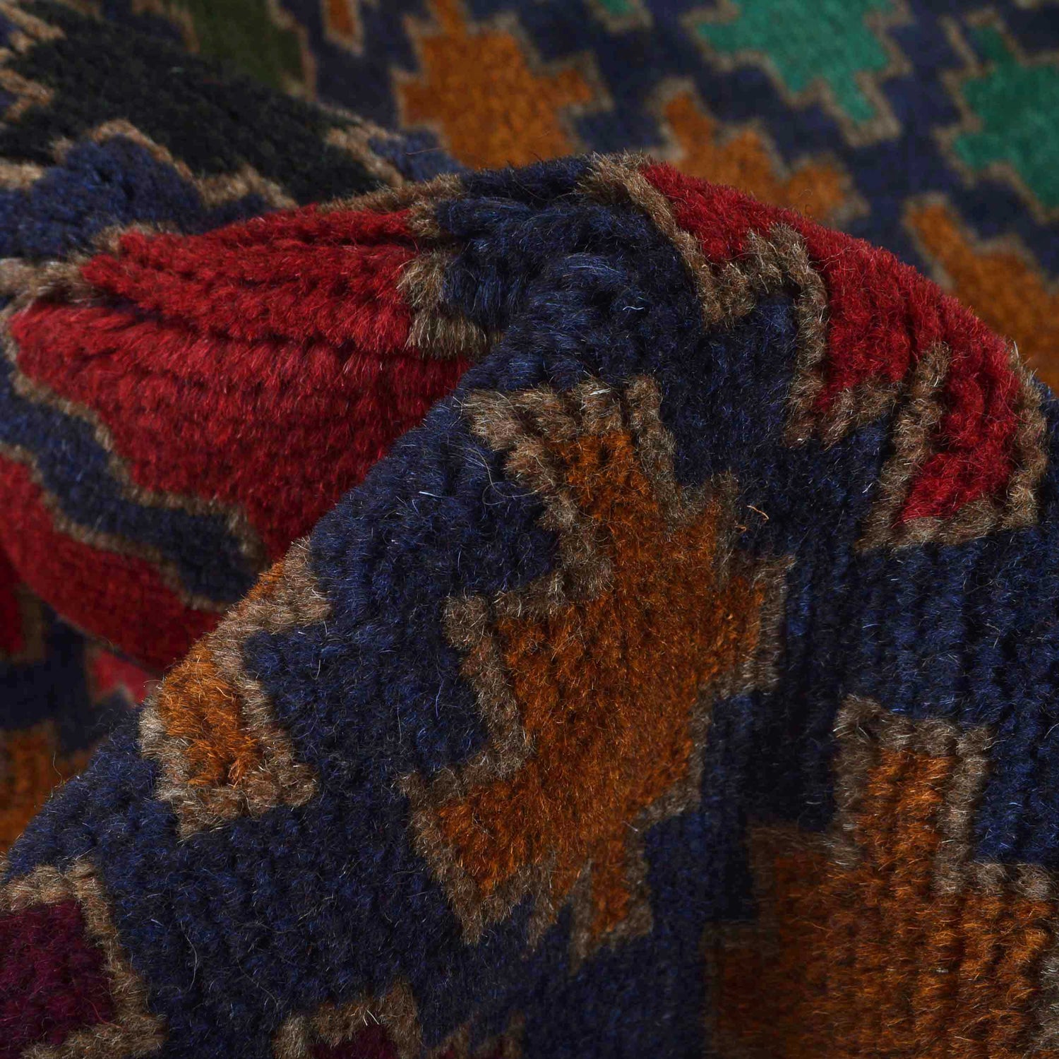 Baluchi Rug Handmade Dark Blue Geometric 4x6 ft