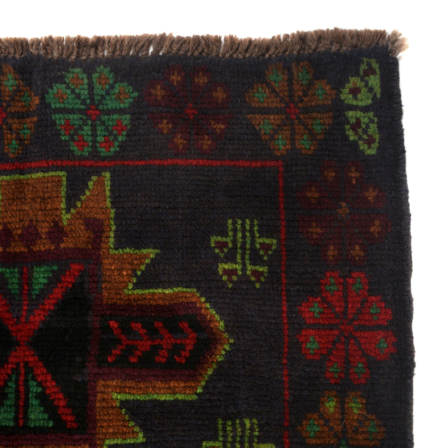 Baluchi Rug Handmade Black Geometric 4x6 ft
