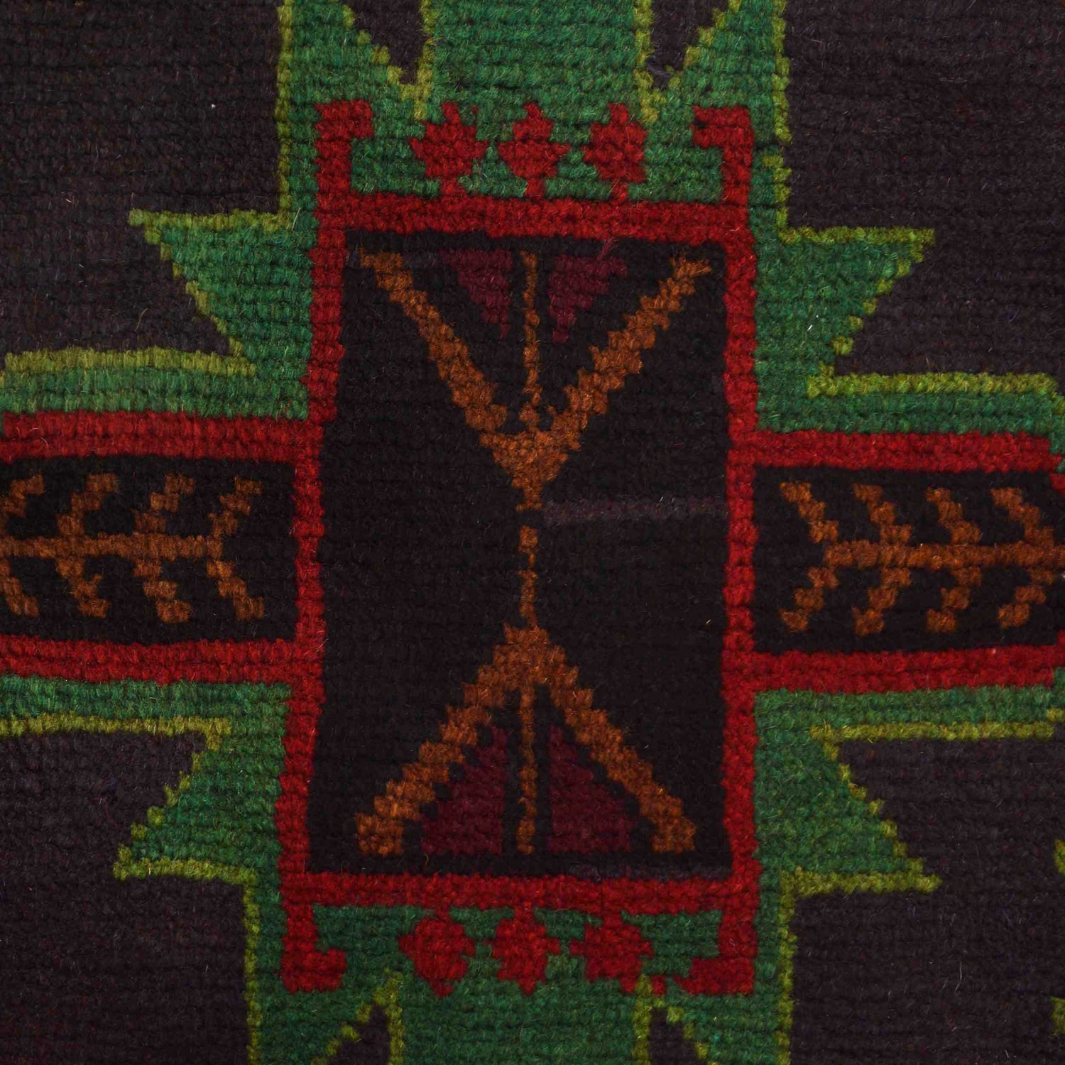 Baluchi Rug Handmade Black Geometric 4x6 ft
