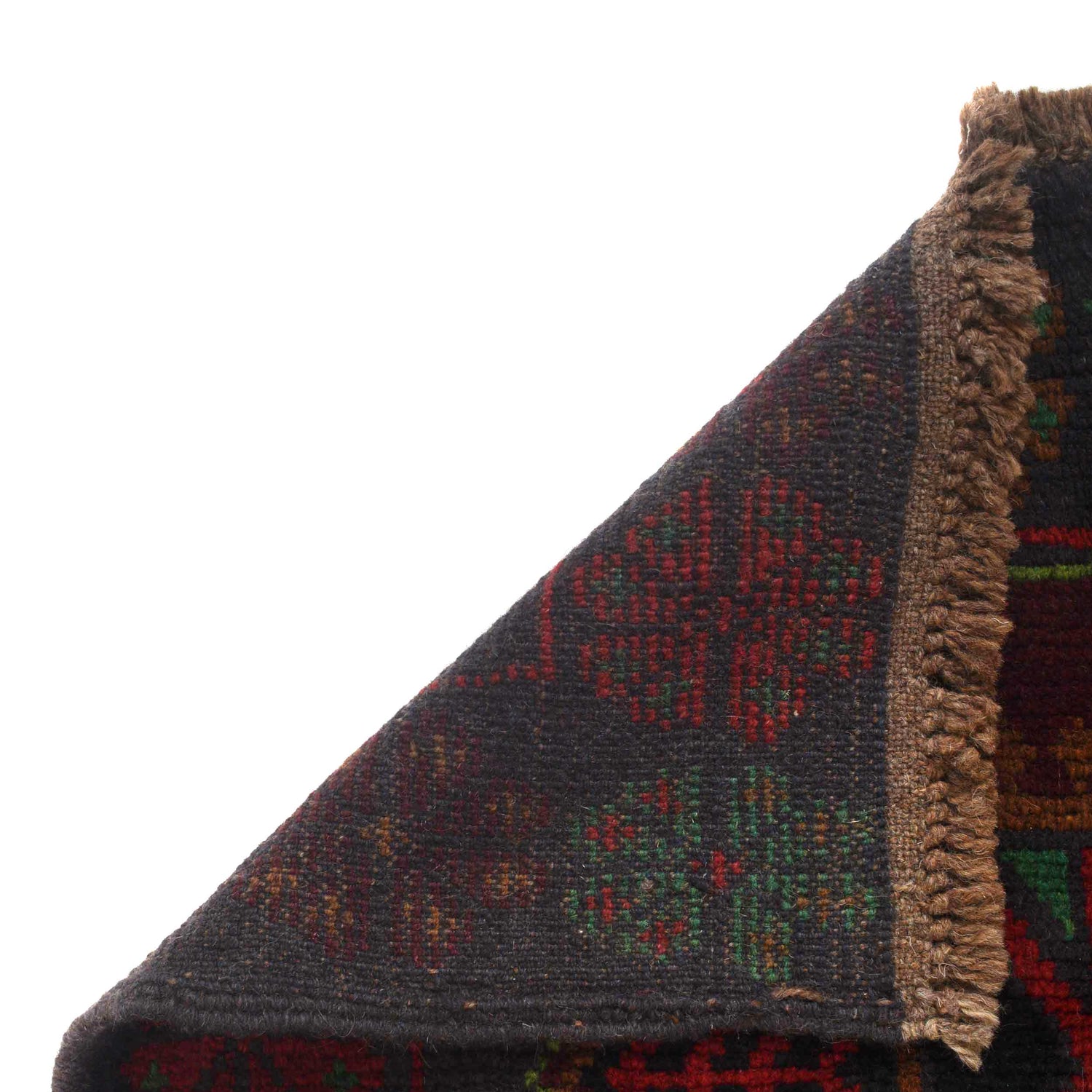 Baluchi Rug Handmade Black Geometric 4x6 ft