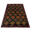 Baluchi Rug Handmade Black Geometric 4x6 ft