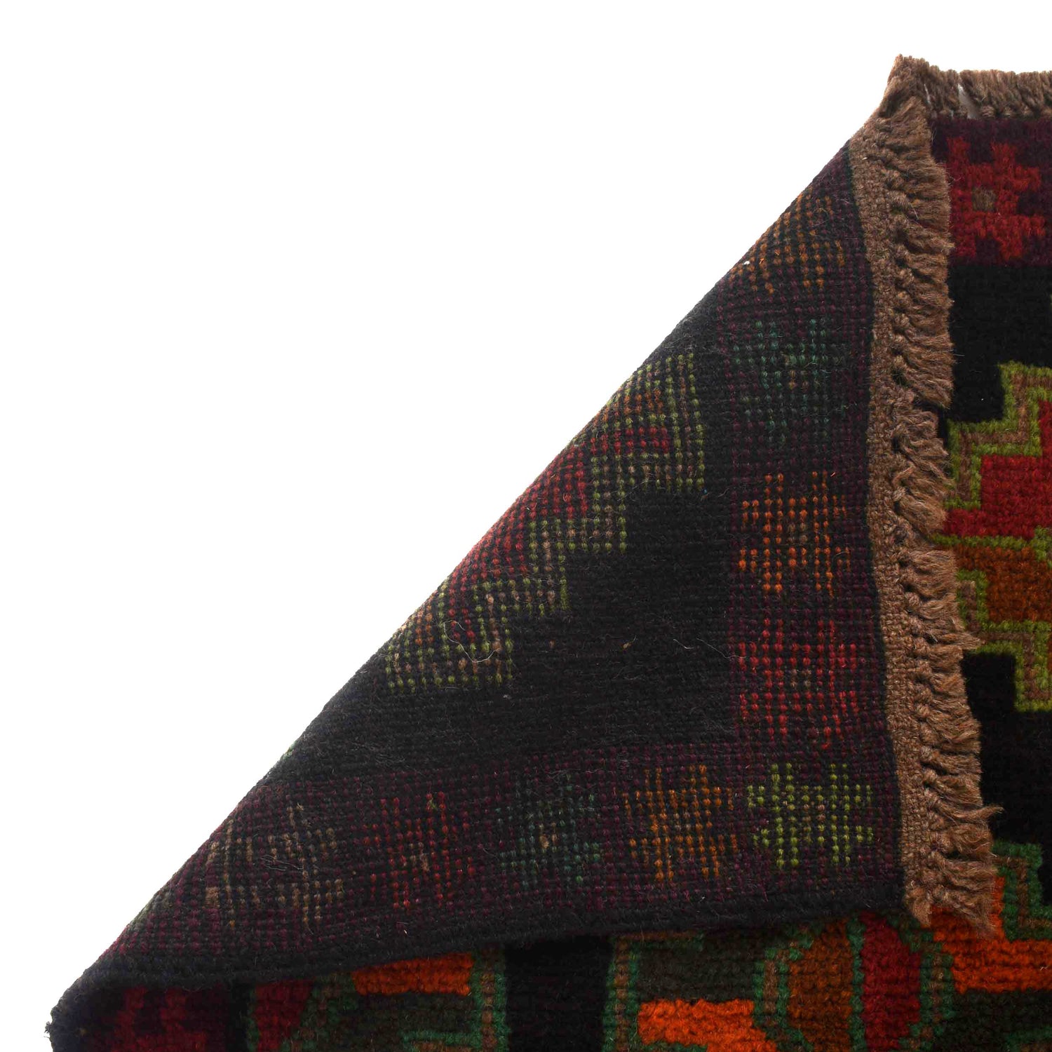 Baluchi Rug Handmade Black Geometric 4x6 ft
