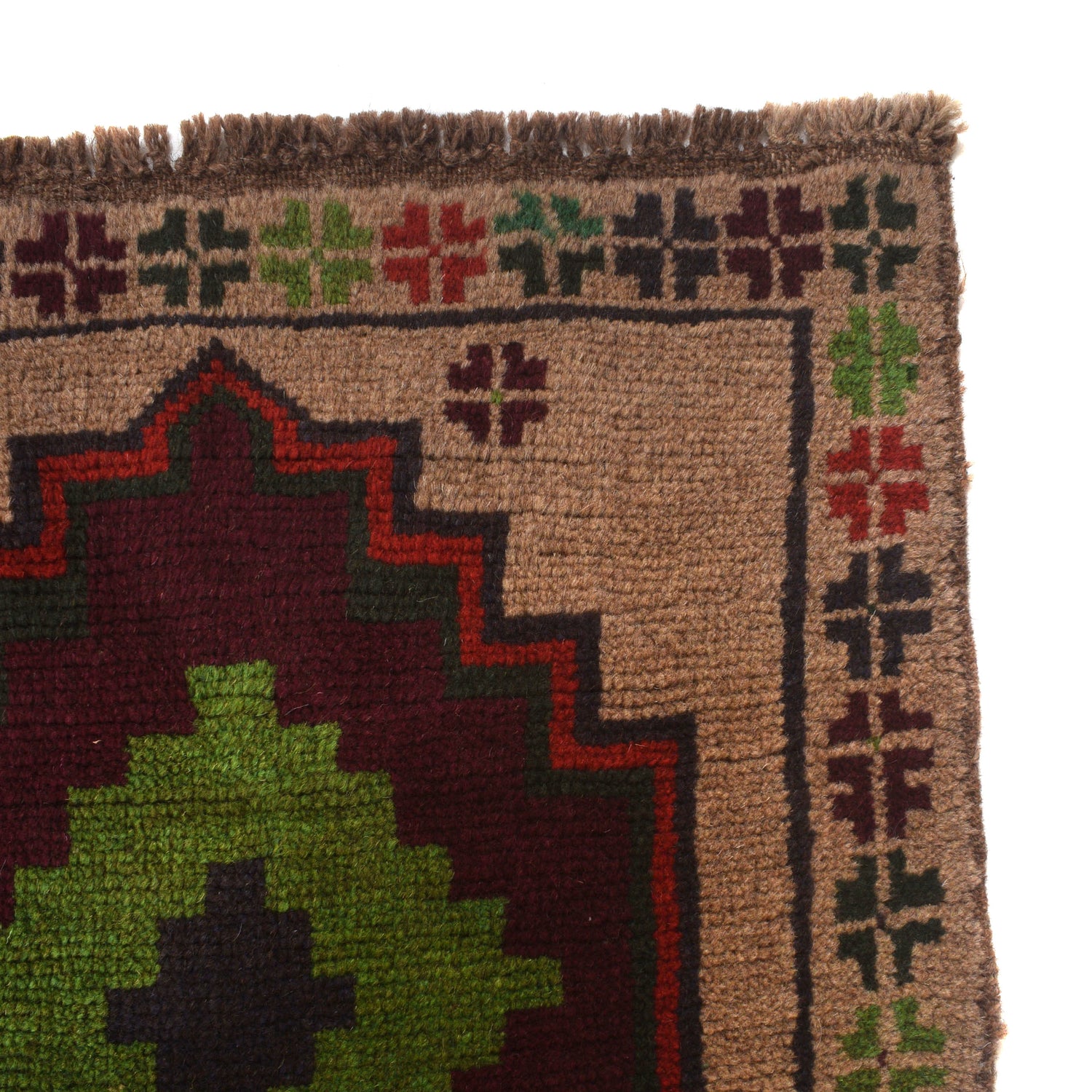 Baluchi Rug Handmade Tan Geometric 4x6 ft