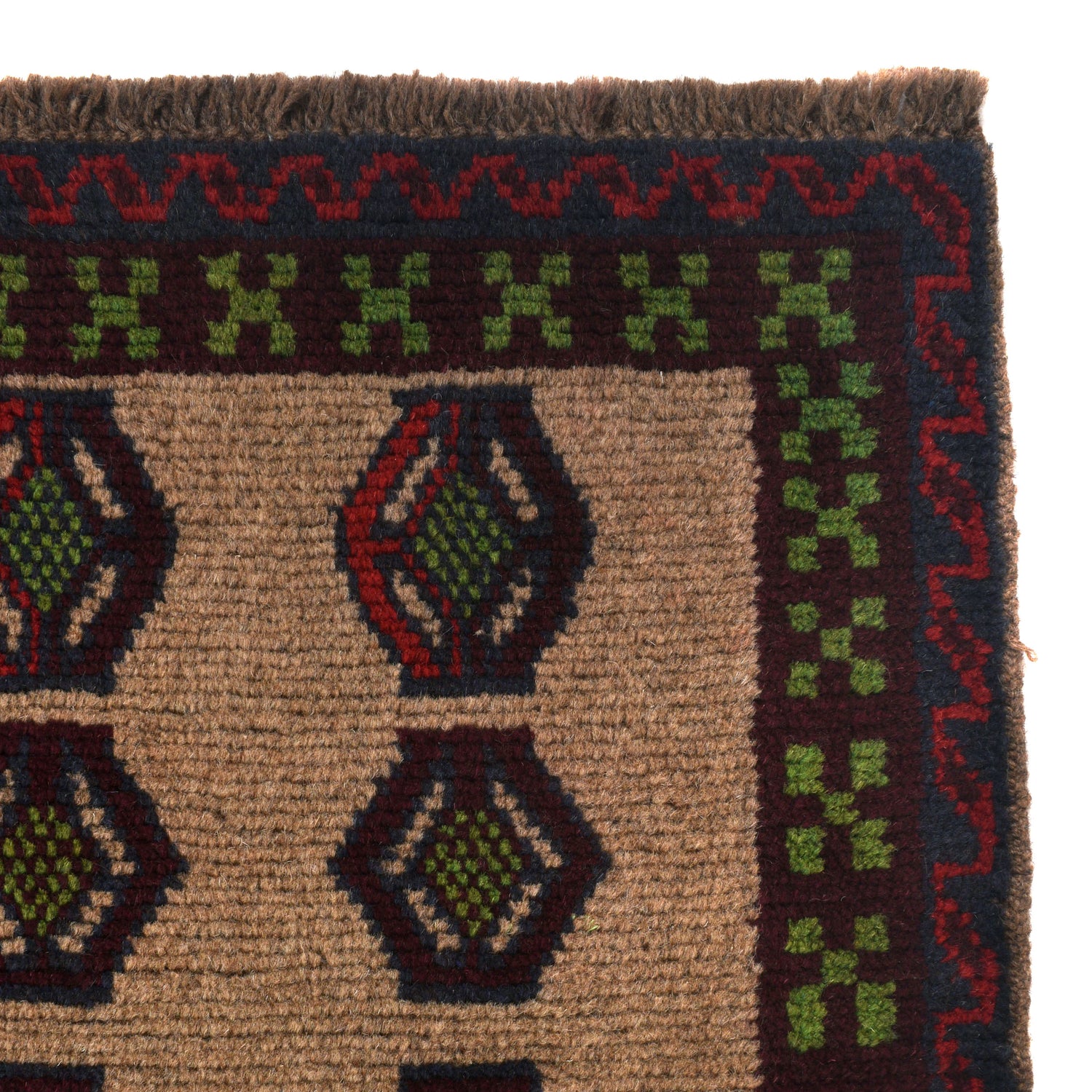 Baluchi Rug Handmade Tan Geometric 4x6 ft