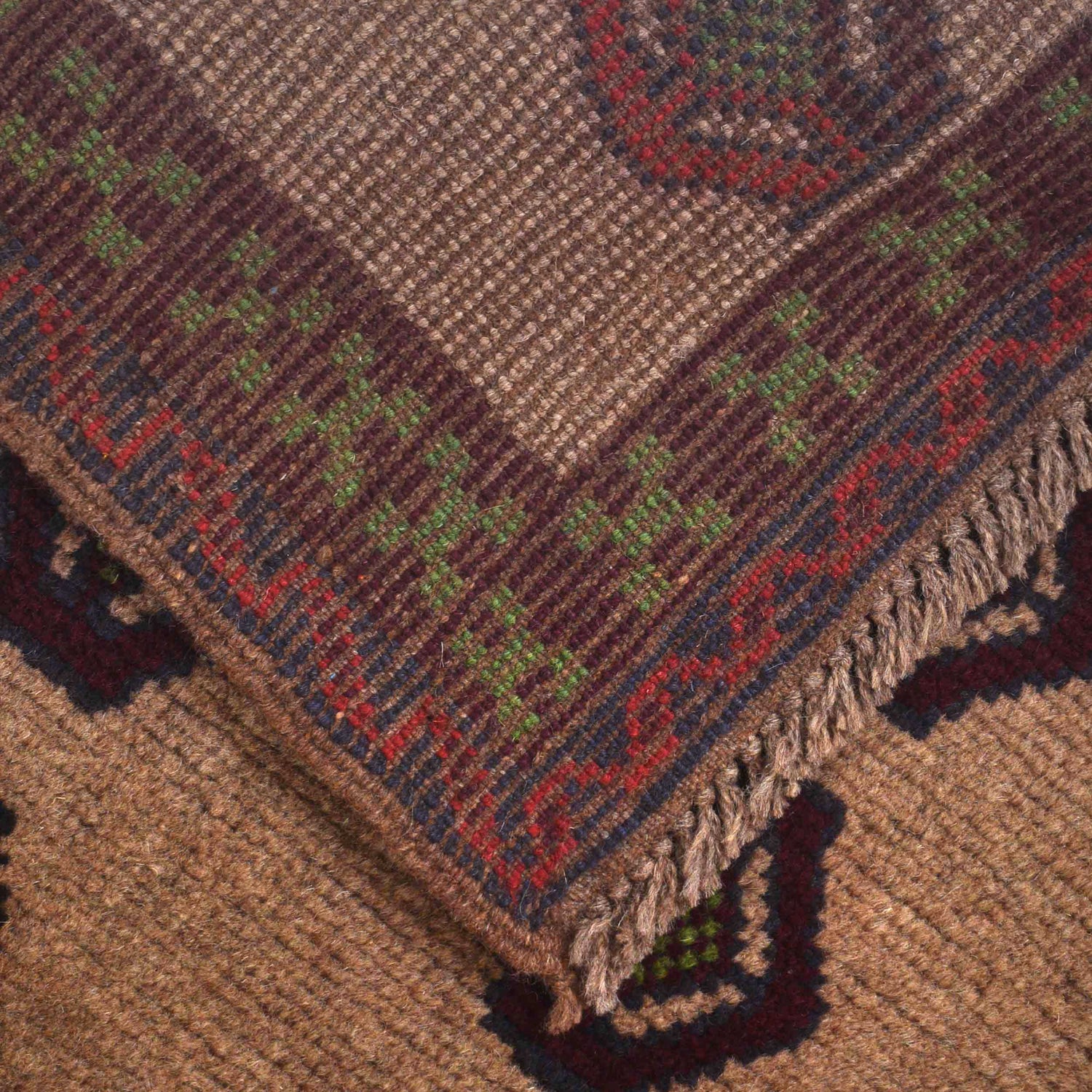 Baluchi Rug Handmade Tan Geometric 4x6 ft