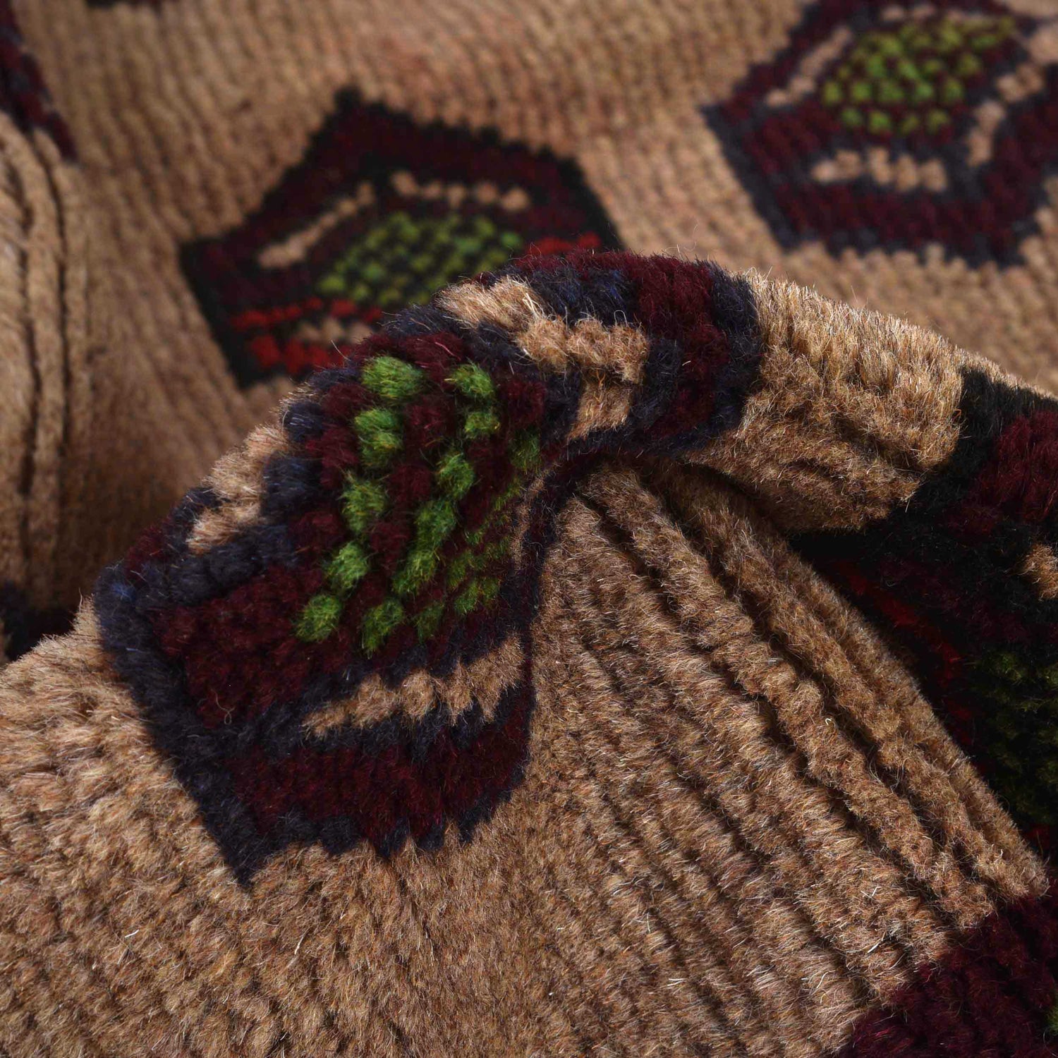 Baluchi Rug Handmade Tan Geometric 4x6 ft