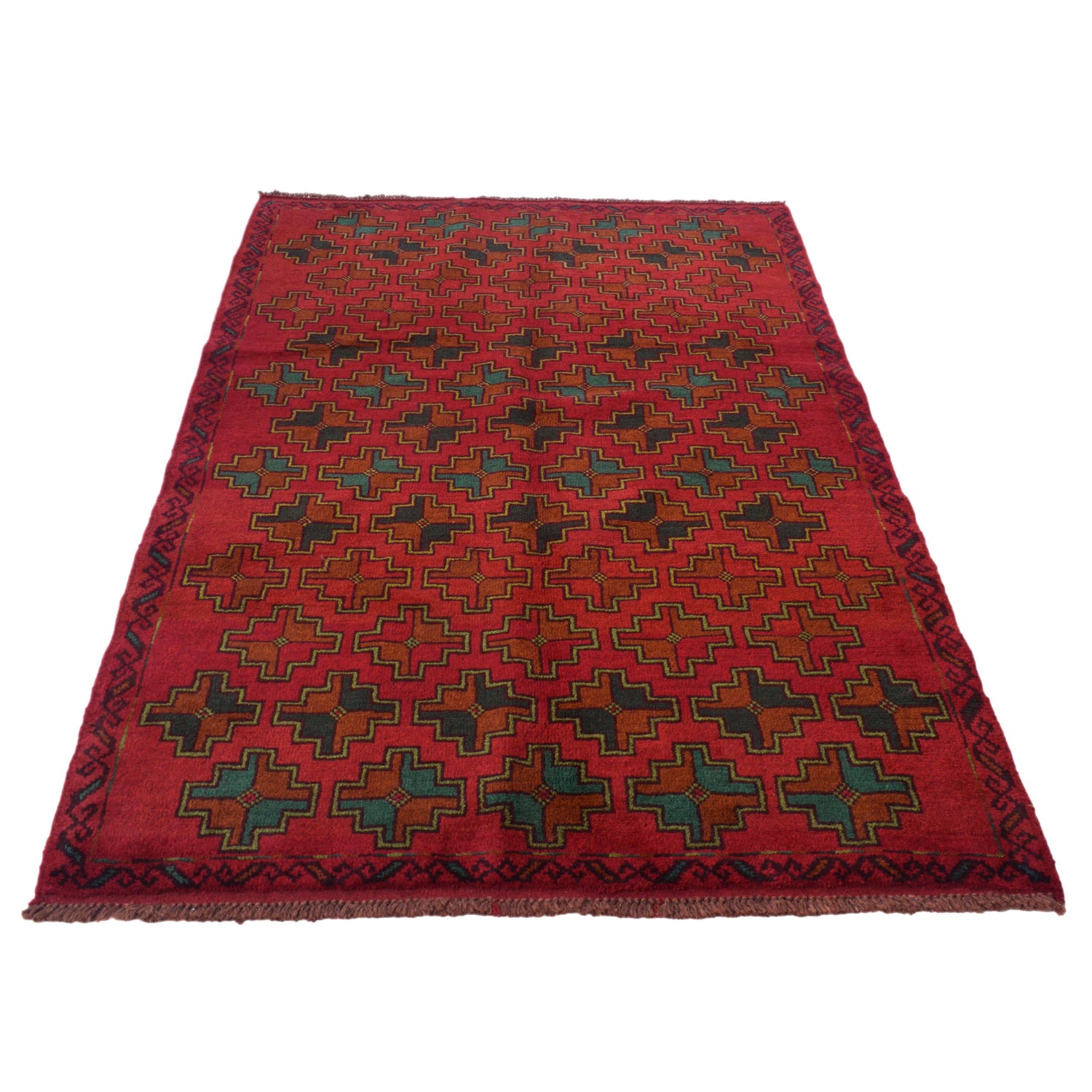 Baluchi Rug Handmade Red Geometric 4x6 ft
