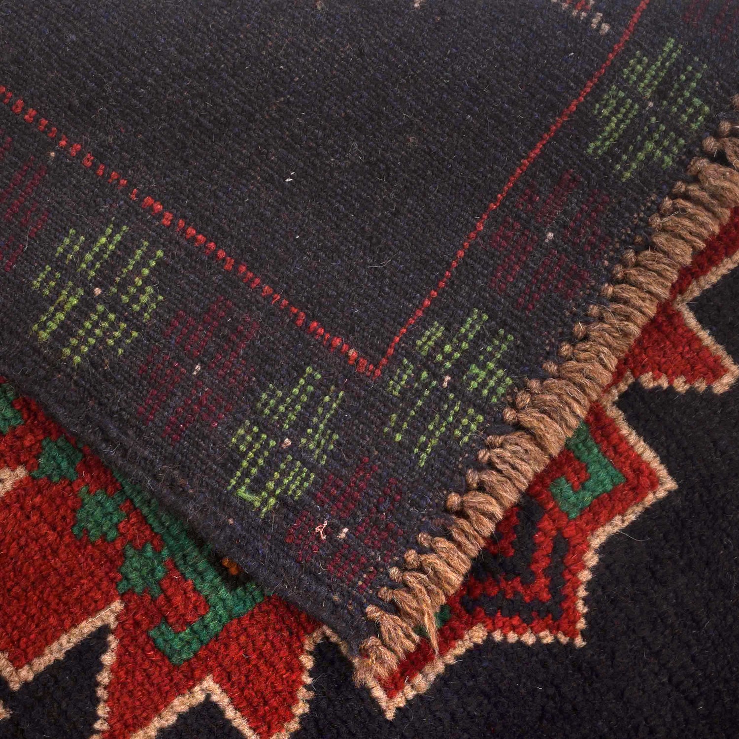 Baluchi Rug Handmade Dark Blue Geometric 4x6 ft
