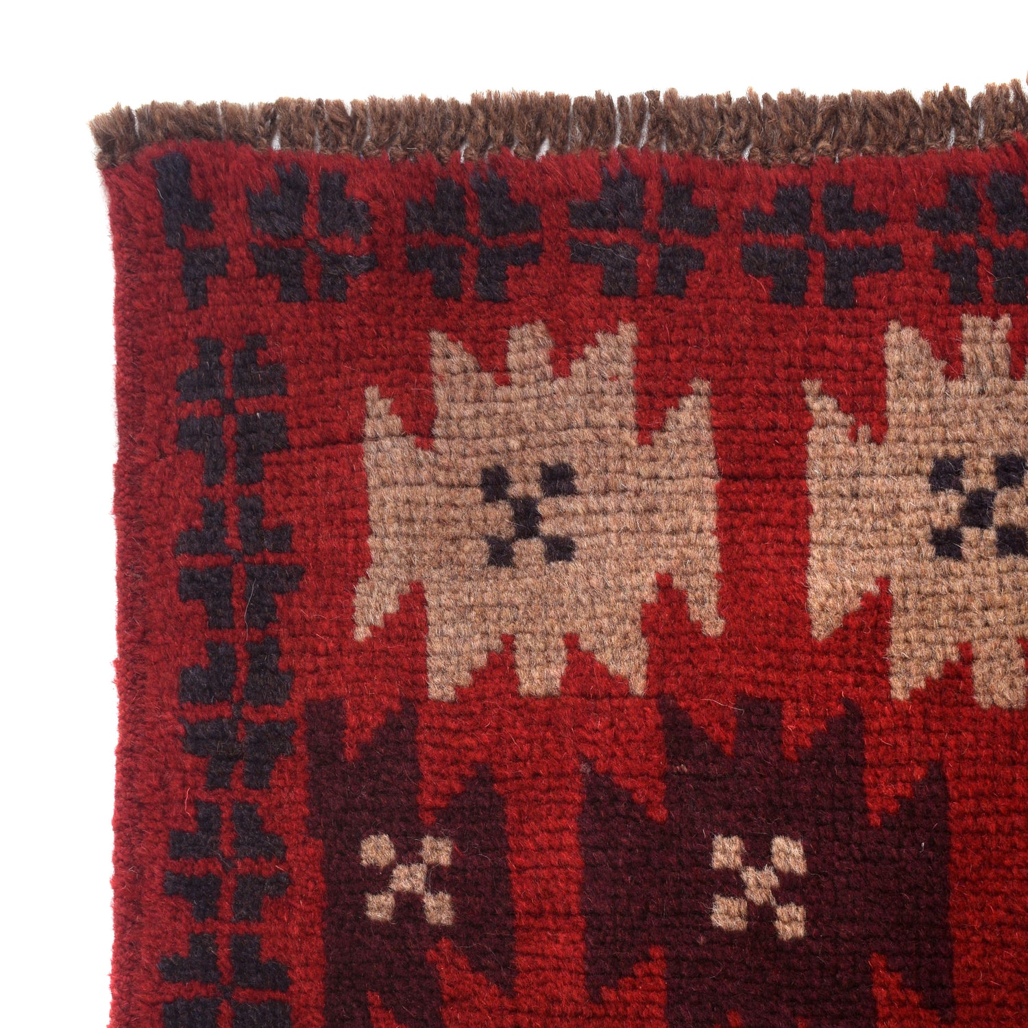 Baluchi Rug Handmade Red Floral 4x6 ft