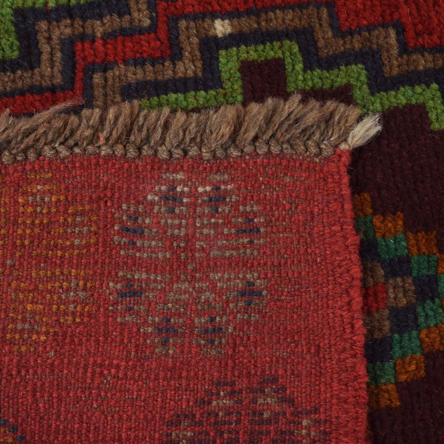 Baluchi Rug Handmade Red Geometric 4x6 ft