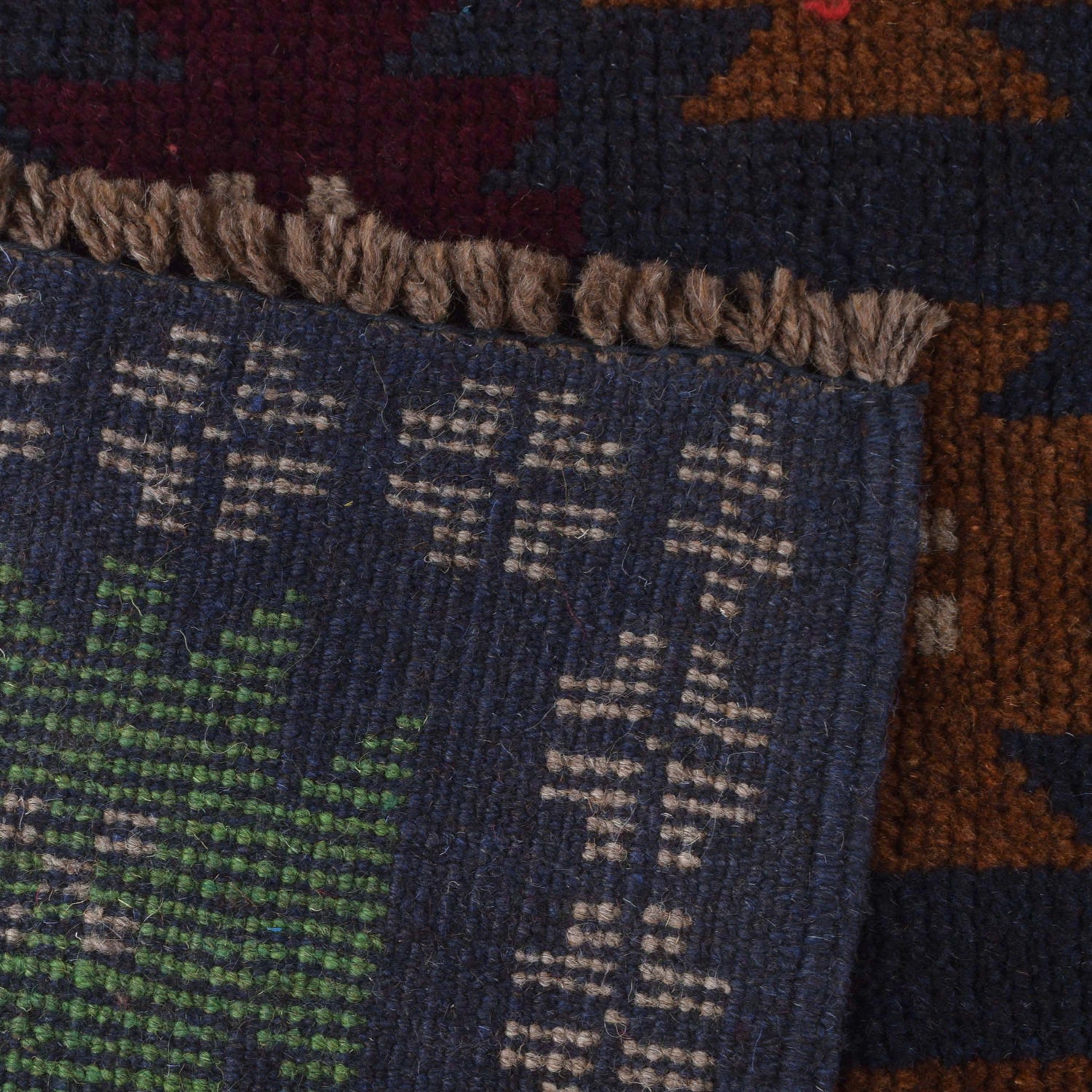 Baluchi Rug Handmade Dark Blue Geometric 4x6 ft
