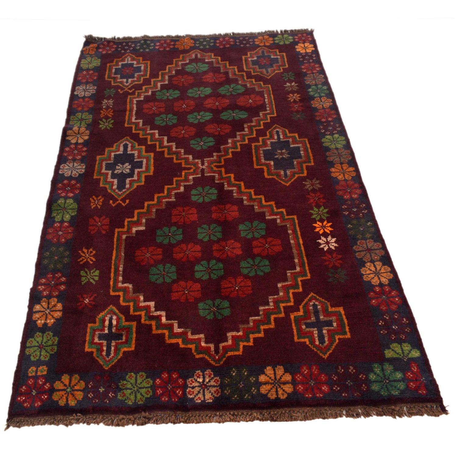 Baluchi Rug Handmade Multi Geometric 4x6 ft