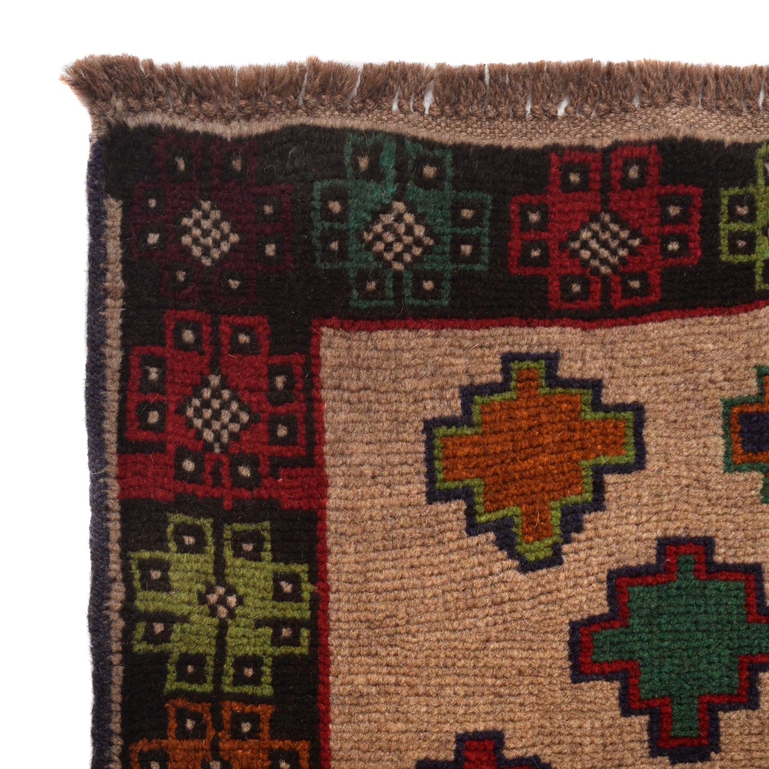 Baluchi Rug Handmade Tan Geometric 4x6 ft