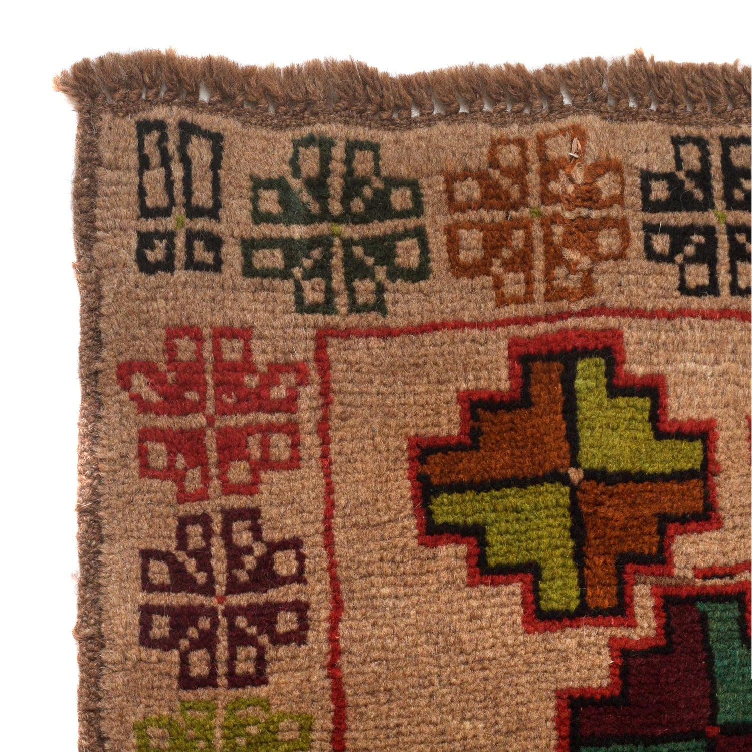 Baluchi Rug Handmade Tan Floral 4x6 ft