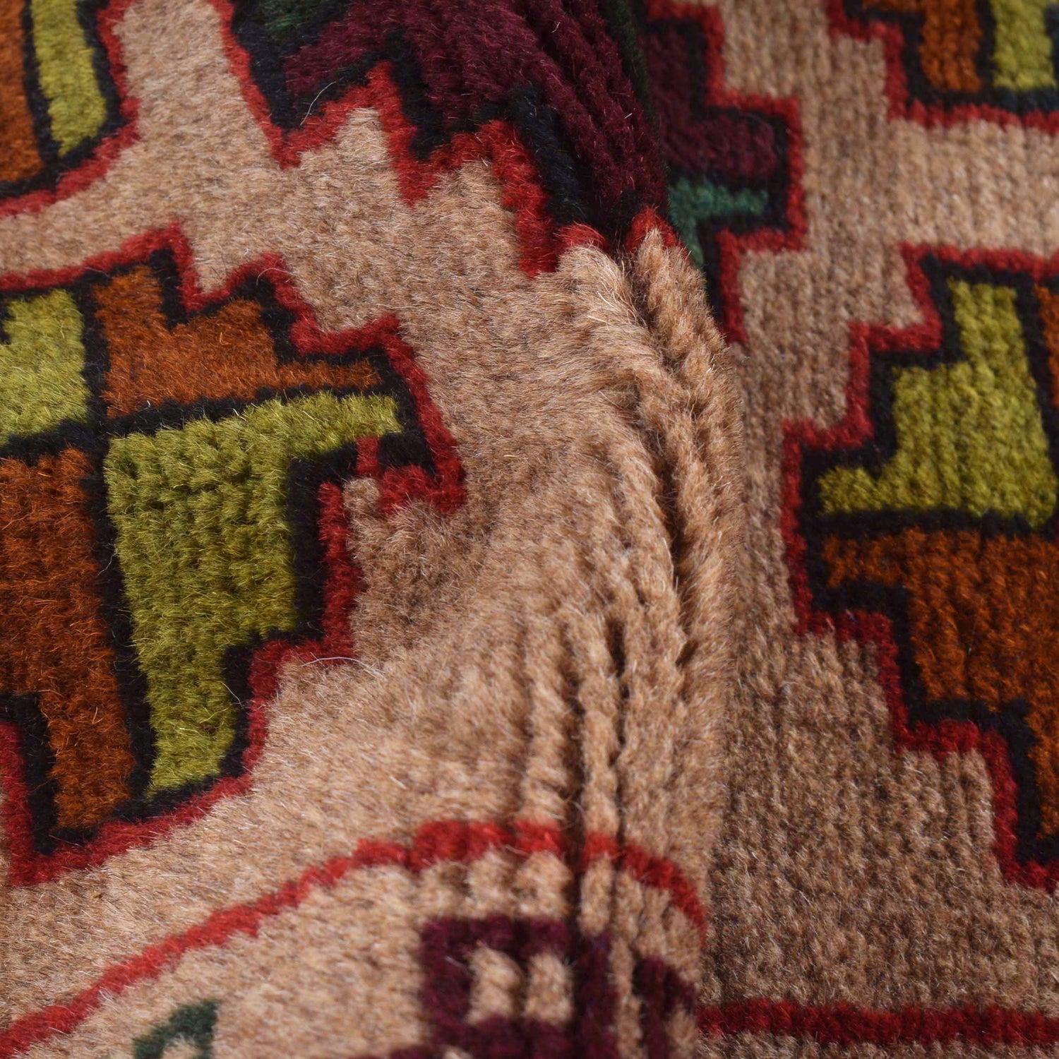 Baluchi Rug Handmade Tan Floral 4x6 ft