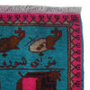 War Area Rug Handmade Blue Map + Rifle 2x4 ft
