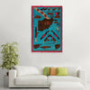 War Area Rug Handmade Blue Map + Rifle 2x4 ft