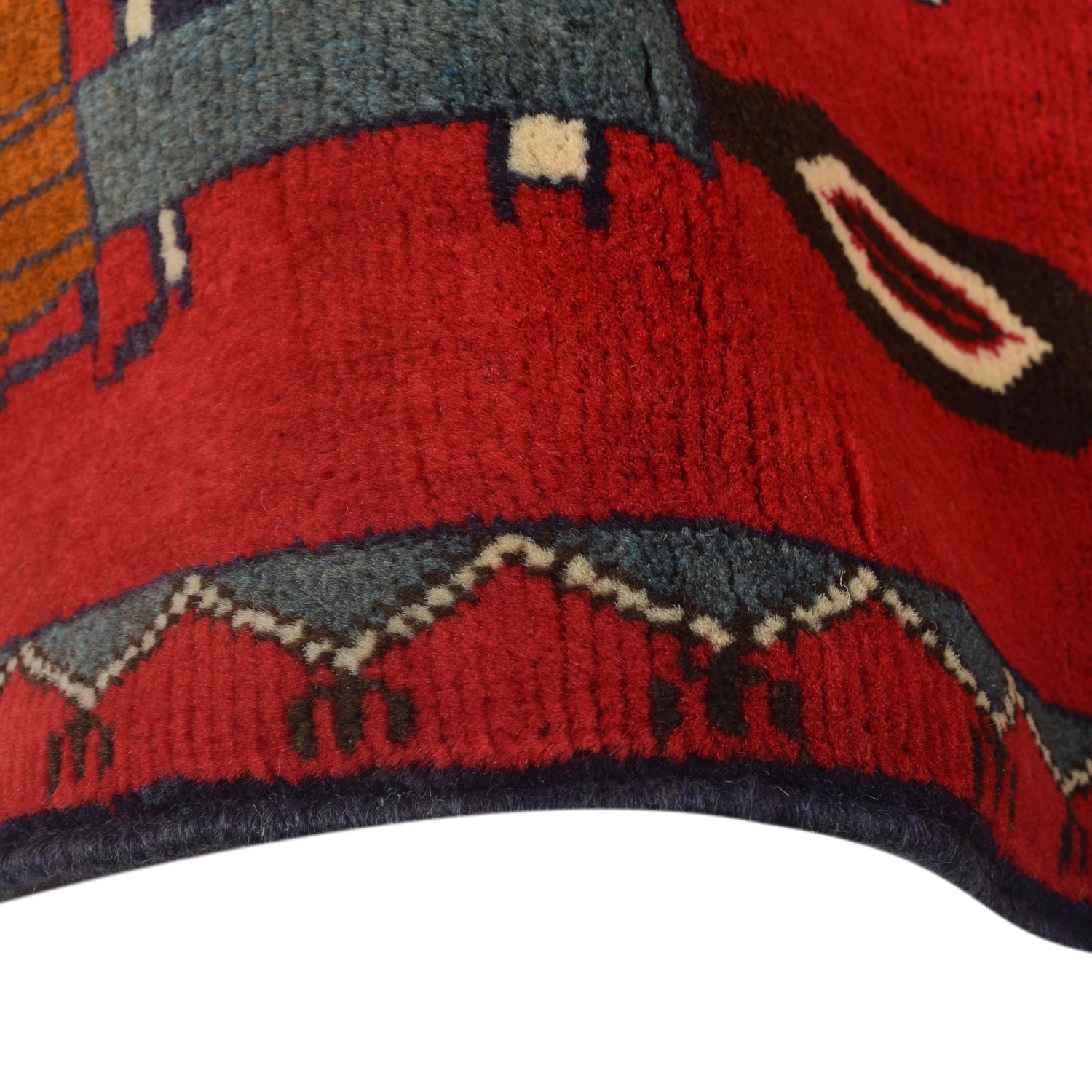 War Area Rug Handmade Red Riffle + Map 2x4 ft