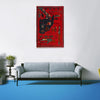 War Area Rug Handmade Red Riffle + Map 2x4 ft