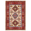Kazak Rug Handmade Ivory Medallion 4x6 ft