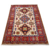 Kazak Rug Handmade Ivory Medallion 4x6 ft