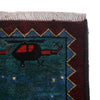 War Area Rug Handmade Blue Map + Rifle 2x4 ft