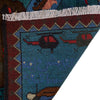 War Area Rug Handmade Blue Map + Rifle 2x4 ft