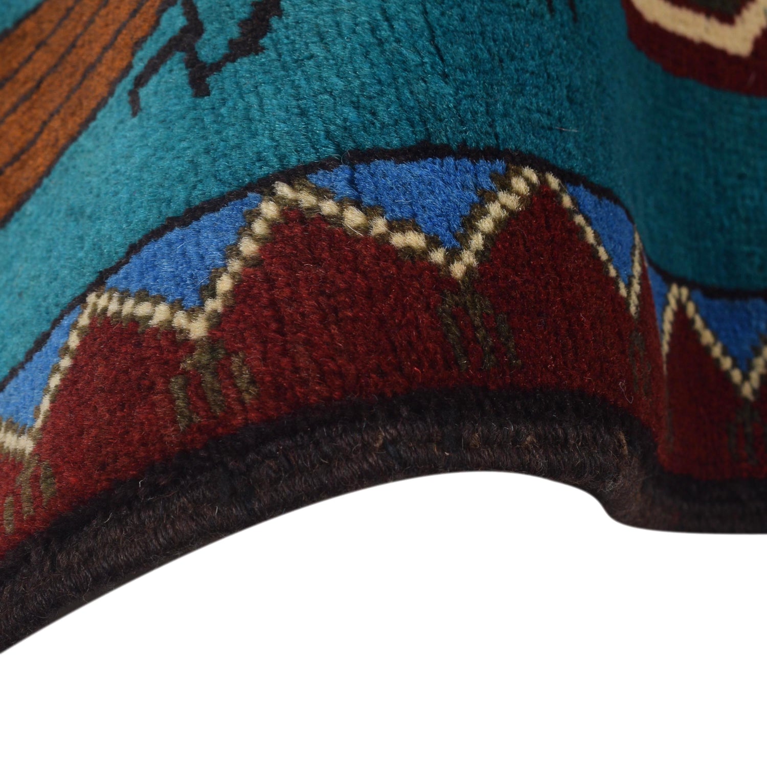 War Area Rug Handmade Blue Map + Rifle 2x4 ft