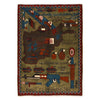 War Area Rug Handmade Green Riffle + Map 2x4 ft