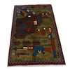 War Area Rug Handmade Green Riffle + Map 2x4 ft