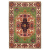 Kazak Rug Handmade Green Medallion 3x5 ft